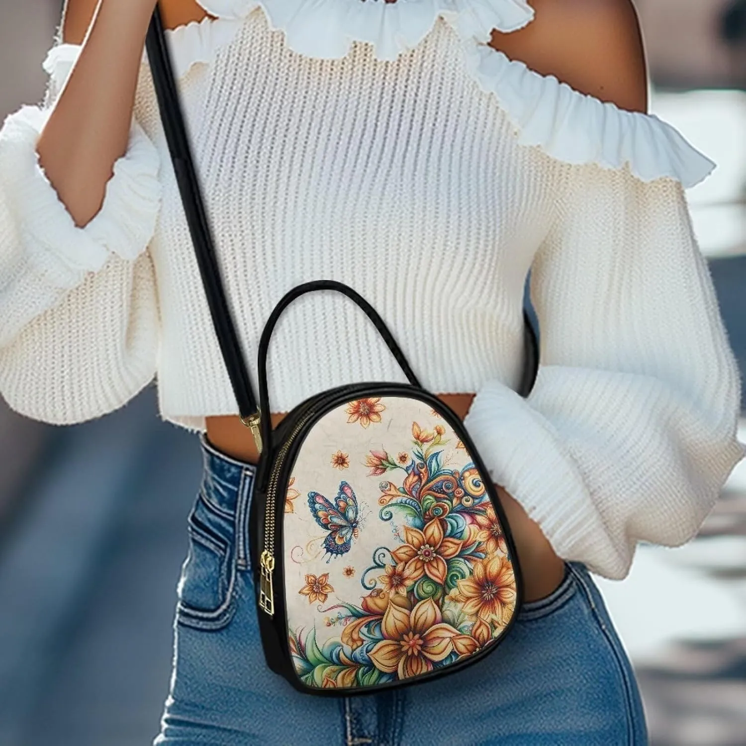 FOR U DESIGNS Mini Crossbody Bags for Women Cute Shoulder Handbag with Zipper Leather Satchel Purse for Work Travel