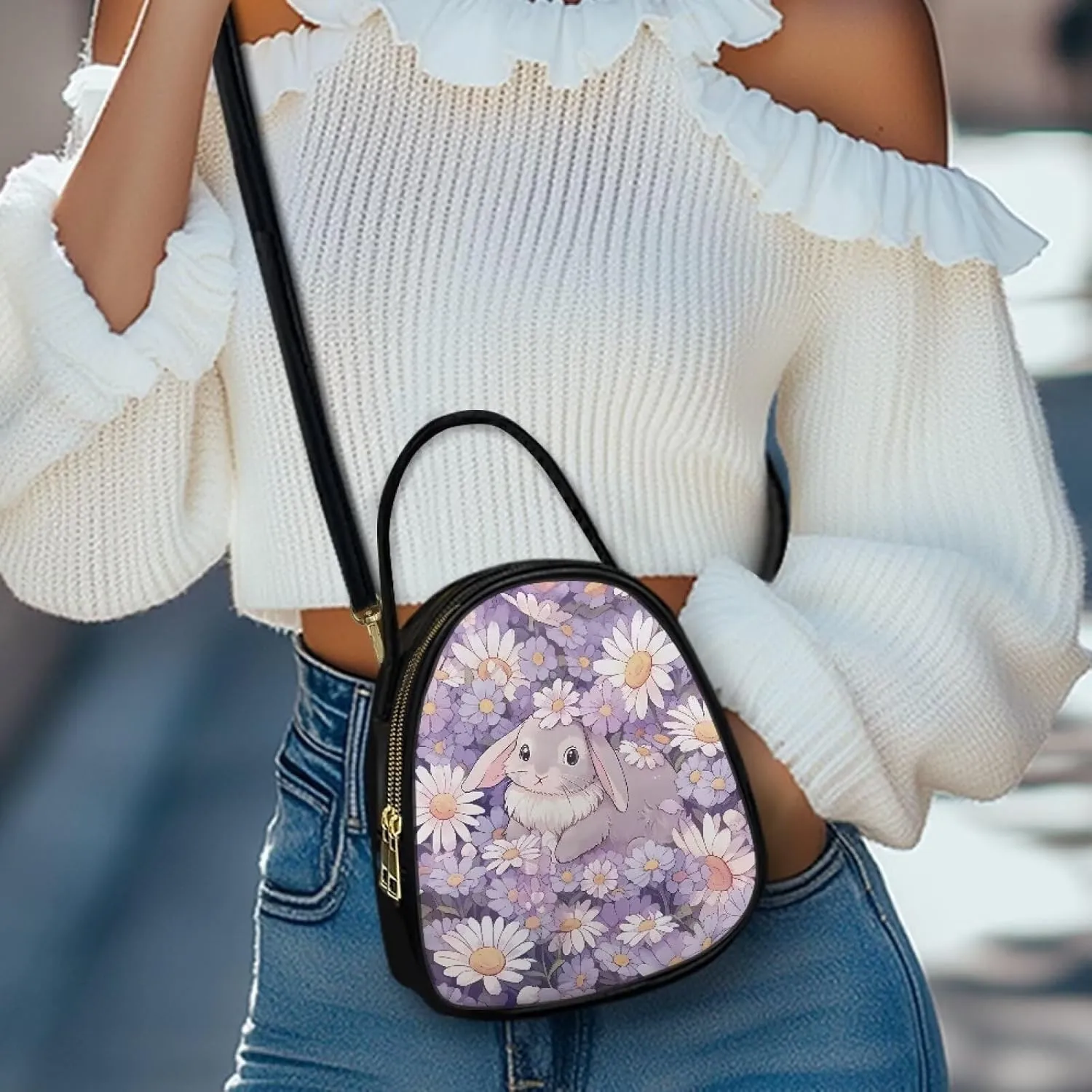 FOR U DESIGNS Mini Crossbody Bags for Women Cute Shoulder Handbag with Zipper Leather Satchel Purse for Work Travel