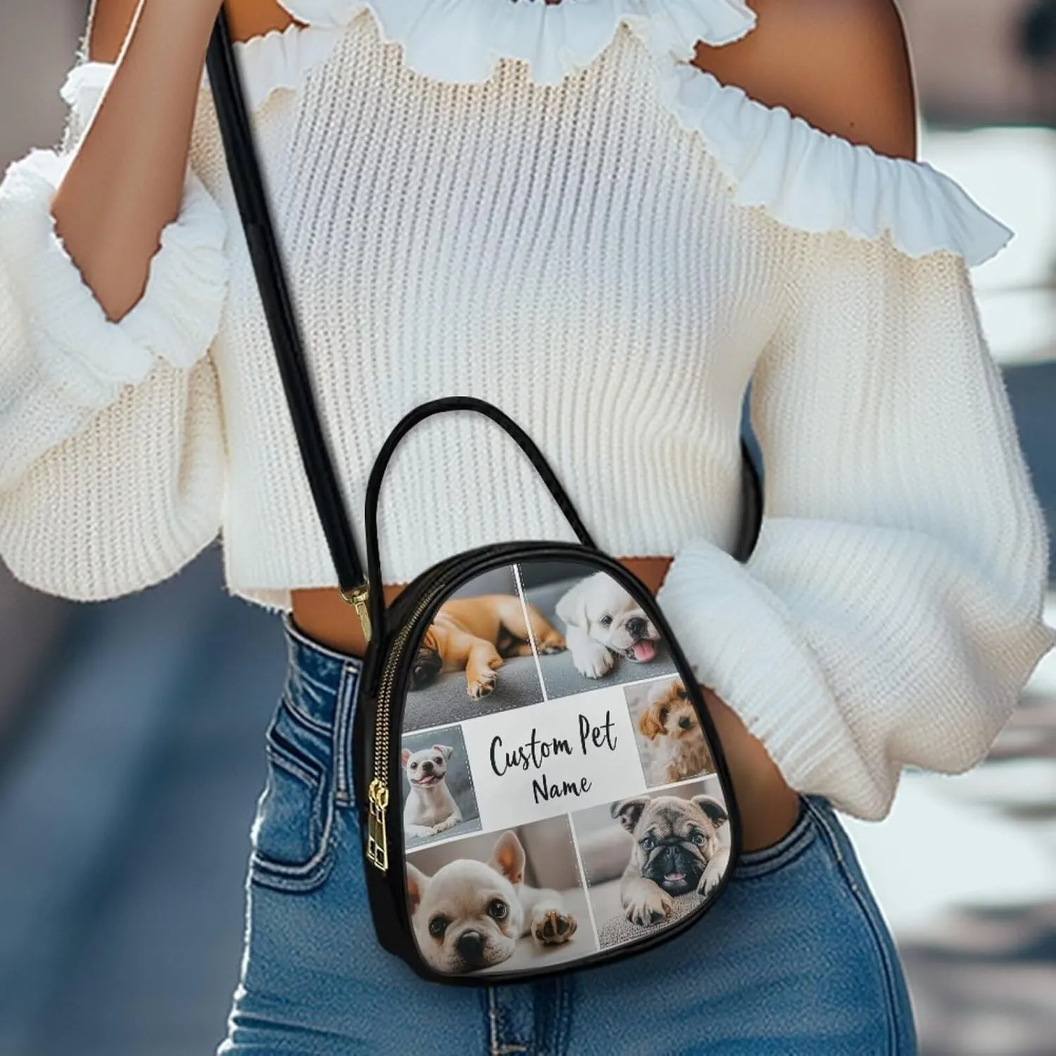 FOR U DESIGNS Mini Crossbody Bags for Women Cute Shoulder Handbag with Zipper Leather Satchel Purse for Work Travel