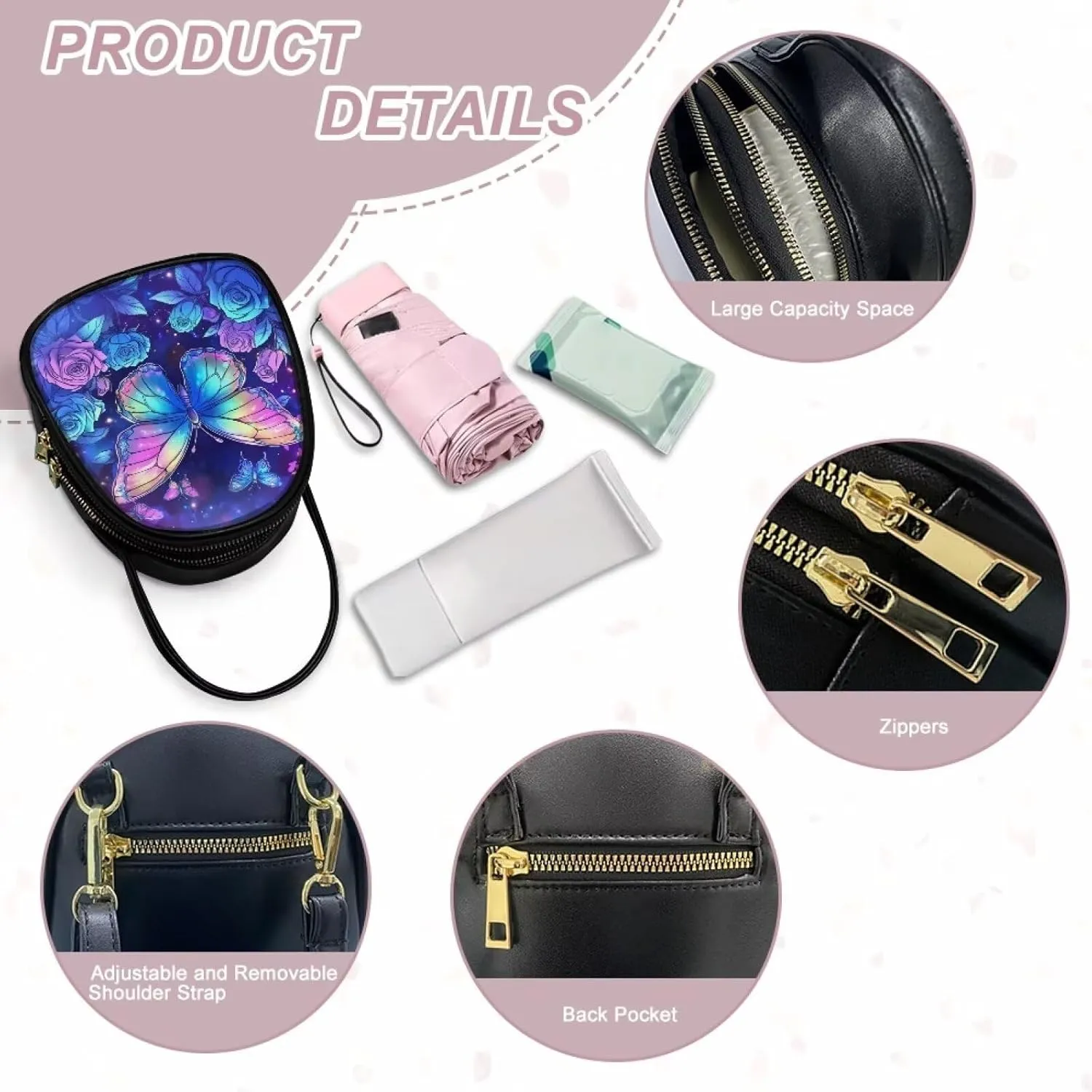 FOR U DESIGNS Mini Crossbody Bags for Women Cute Shoulder Handbag with Zipper Leather Satchel Purse for Work Travel