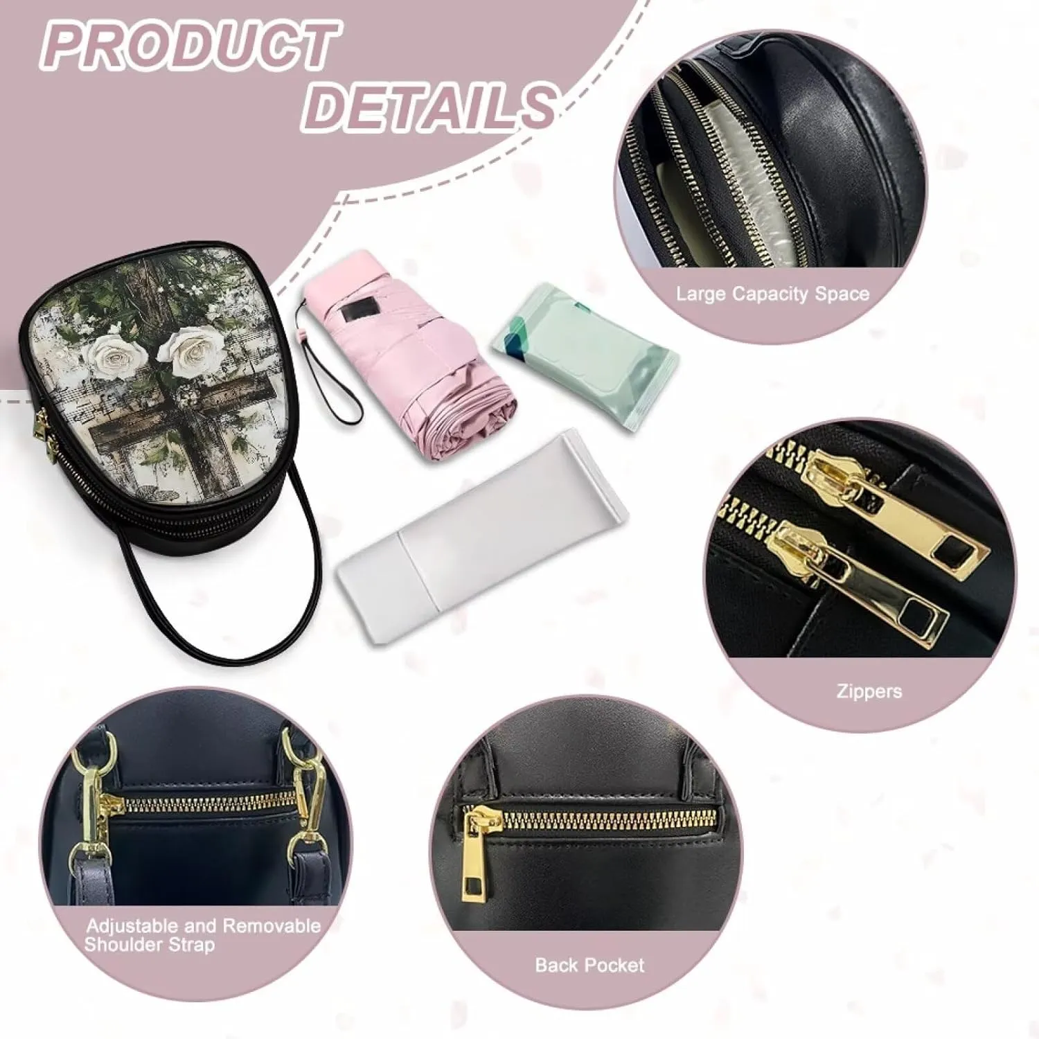 FOR U DESIGNS Mini Crossbody Bags for Women Cute Shoulder Handbag with Zipper Leather Satchel Purse for Work Travel