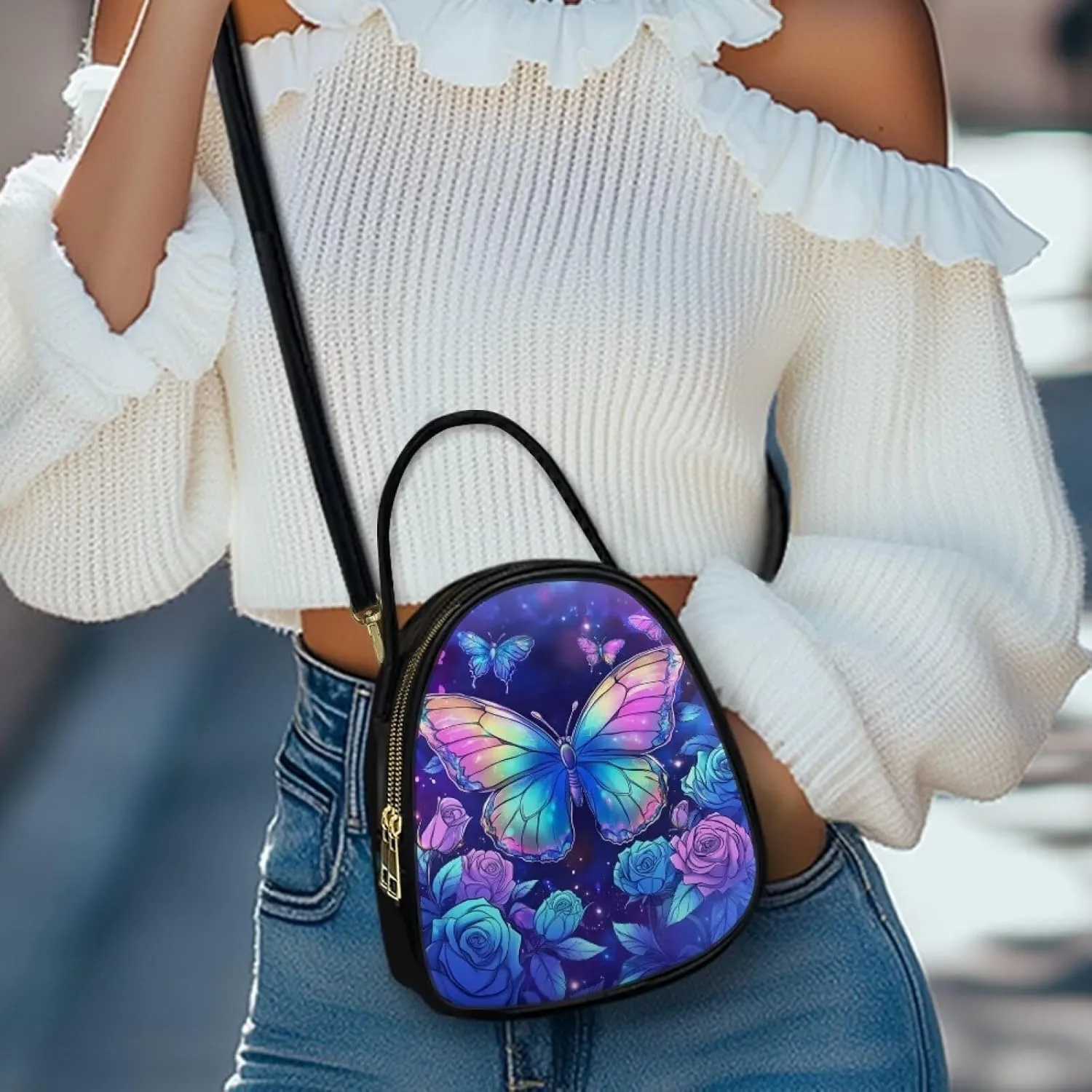 FOR U DESIGNS Mini Crossbody Bags for Women Cute Shoulder Handbag with Zipper Leather Satchel Purse for Work Travel