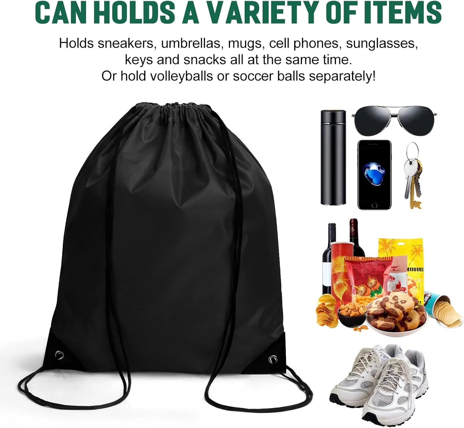 Fyore Custom Drawstring Backpacks, Bulk Personalized Drawstring Sports Bags with Soccer and Name for Gym Beach Climb Trips Party Team Events- 13.4x17Inch,12 Colors