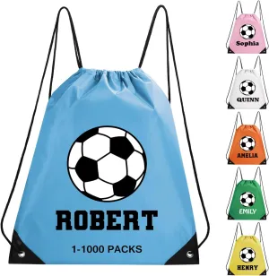 Fyore Custom Drawstring Backpacks, Bulk Personalized Drawstring Sports Bags with Soccer and Name for Gym Beach Climb Trips Party Team Events- 13.4x17Inch,12 Colors