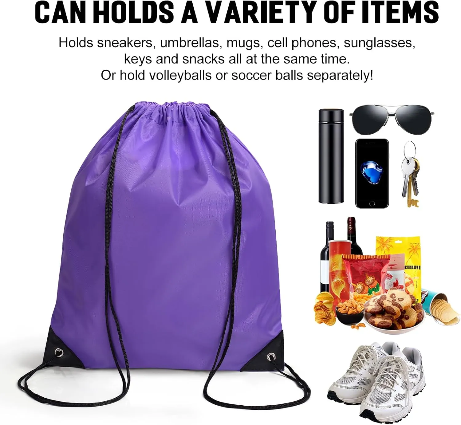 Fyore Custom Drawstring Backpacks, Bulk Personalized Drawstring Sports Bags with Your Text Name Numbers for Gym Beach Climb Trips Party Events- 13.4x17Inch,12 Colors