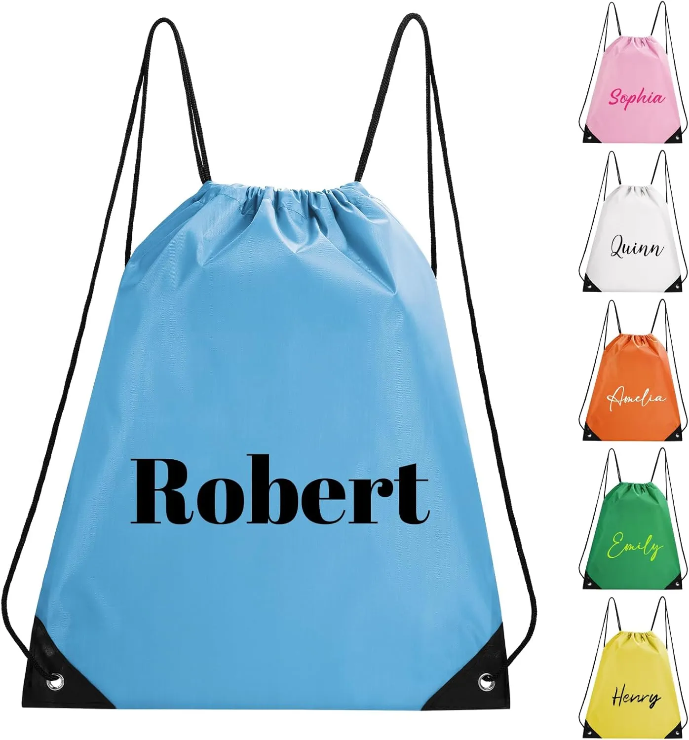 Fyore Custom Drawstring Backpacks, Bulk Personalized Drawstring Sports Bags with Your Text Name Numbers for Gym Beach Climb Trips Party Events- 13.4x17Inch,12 Colors