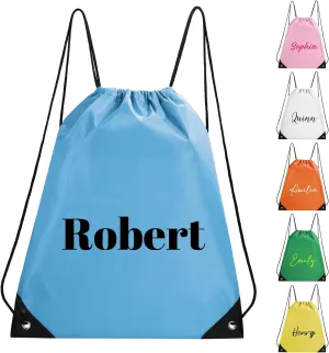 Fyore Custom Drawstring Backpacks, Bulk Personalized Drawstring Sports Bags with Your Text Name Numbers for Gym Beach Climb Trips Party Events- 13.4x17Inch,12 Colors