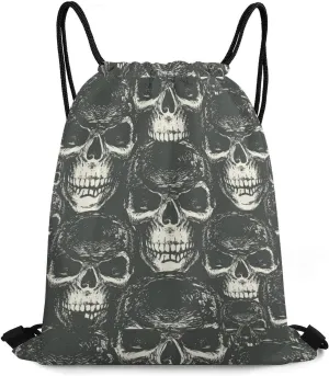 Human Skulls Lightweight Drawstring Backpack - Your Ideal Soccer Bag, Swim Bag And Gym Bag, 35*42cm, Style-18-3