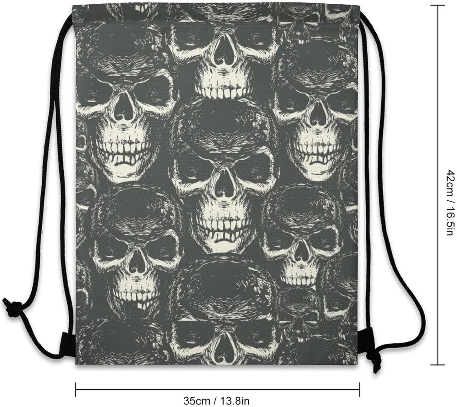 Human Skulls Lightweight Drawstring Backpack - Your Ideal Soccer Bag, Swim Bag And Gym Bag, 35*42cm, Style-18-3