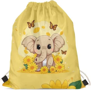 INSTANTARTS Sunflower Butterfly Elephant Drawstring Backpacks for Teen Girls Outdoor Sports Packs Yellow Foldable Reusable Travel Gym Swimming String Bags