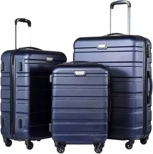 IRYZE Lightweight Suitcase 3-Piece ABS Luggage Set with Locks, Includes 20", 24", 28" Spinner Suitcases Carry on Luggage(Blue2)