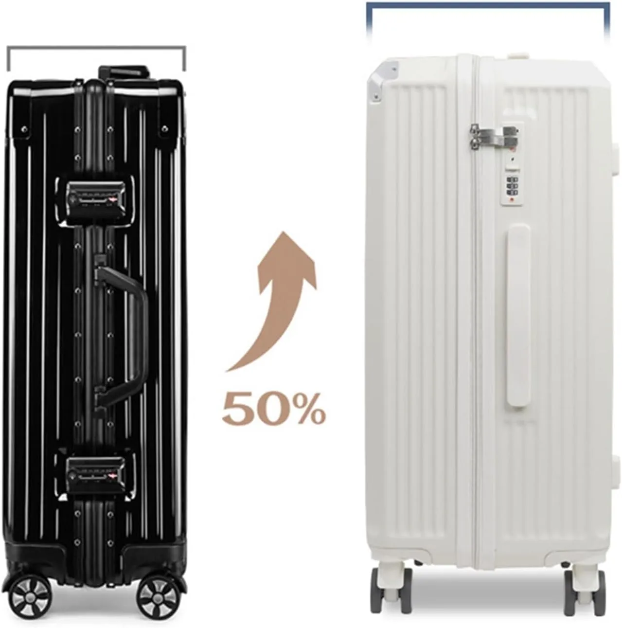 IRYZE Lightweight Suitcase Luggage For Women Suitcsases With Cup Holder USB Spinner Wheels Hardside Luggage With Lock Carry on Luggage (Color : Black, Size : 24in)