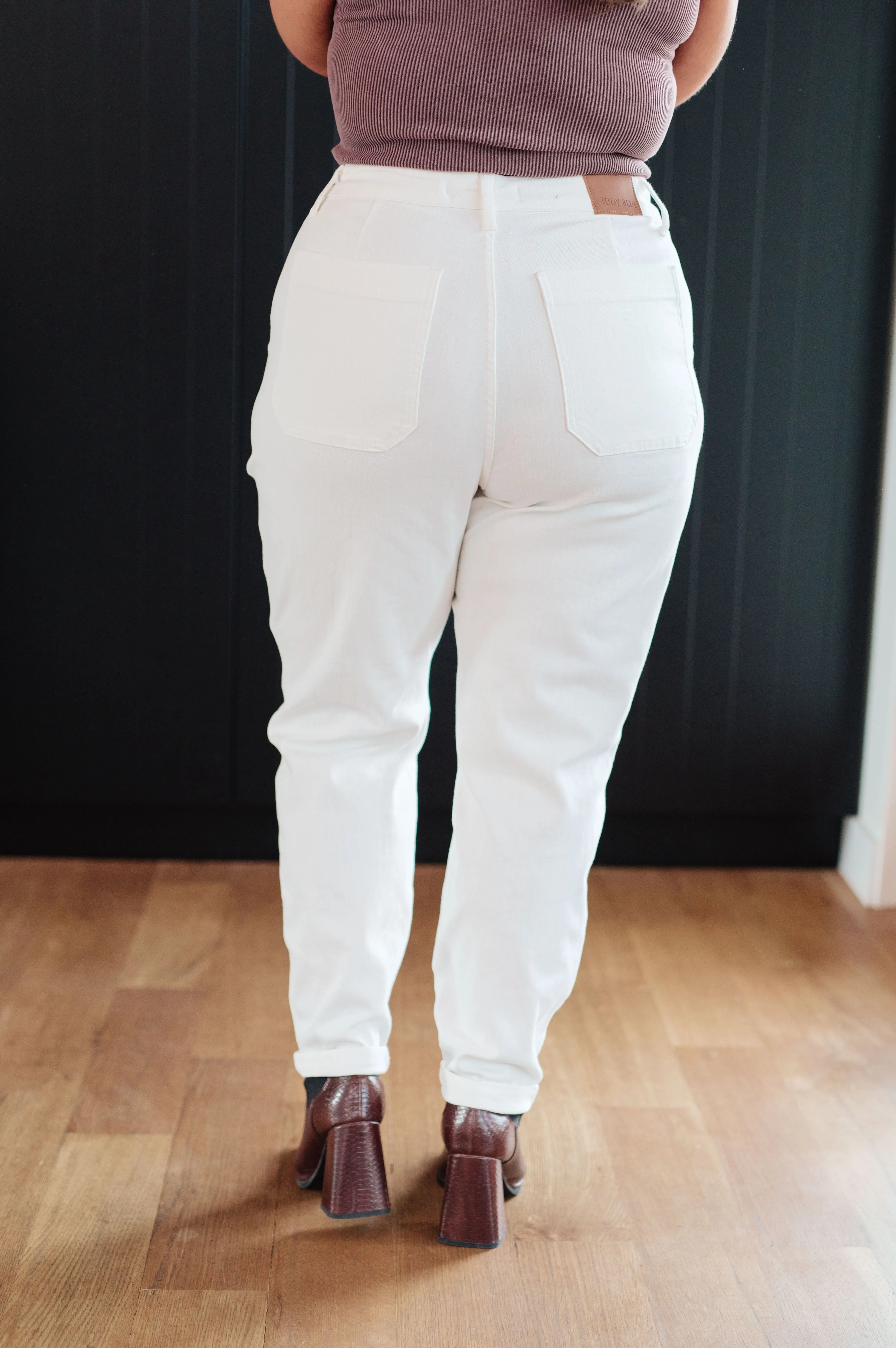 Judy Blue Charlene High Rise Jogger in Ecru White