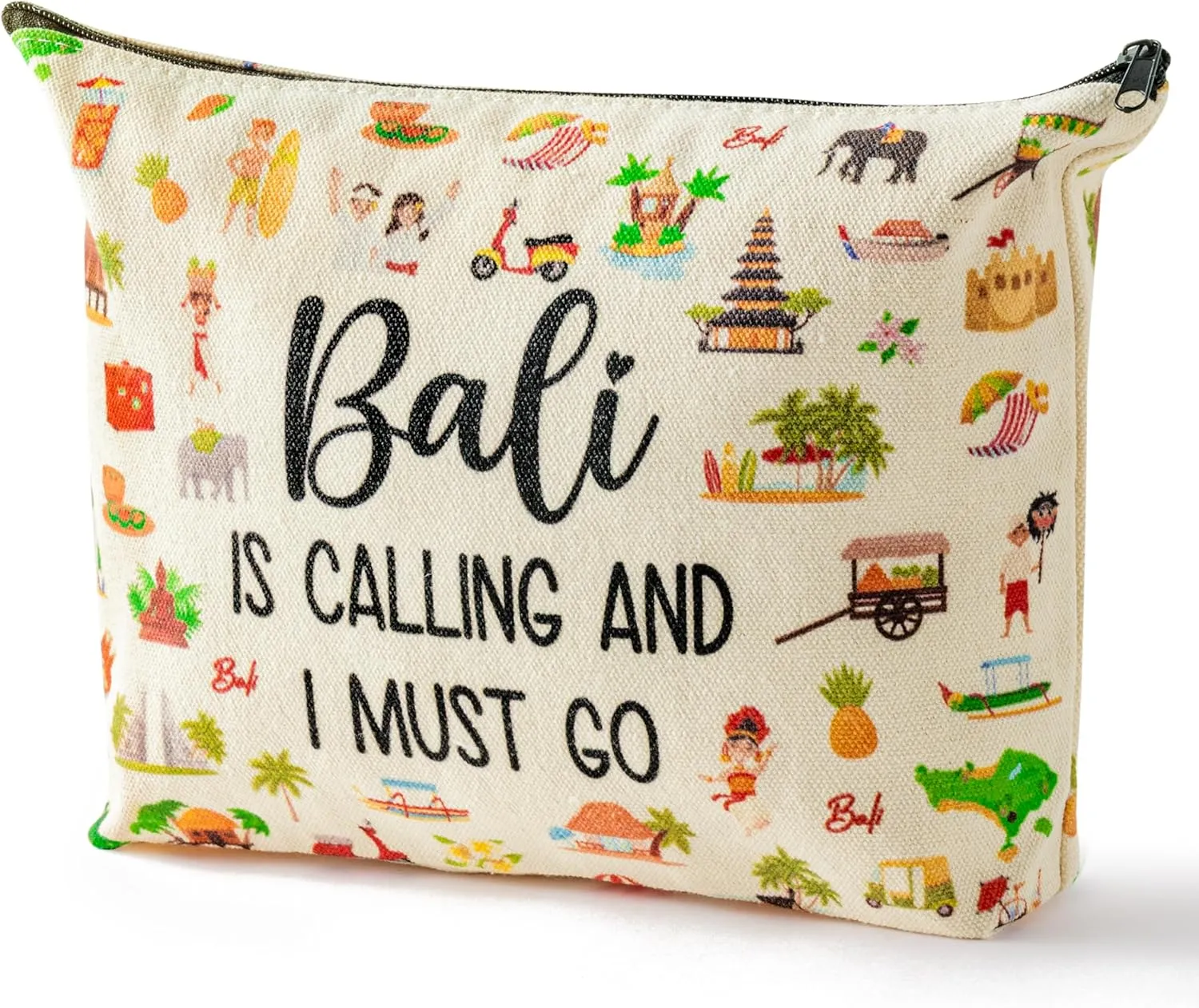 K1tpde Travel Gift Cosmetic Bag - Large Capacity Makeup Bag with Zipper Marker Pattern Trip Gifts for Women Girls Lover Toiletry Case Travel Organizer for Traveler(Bali)