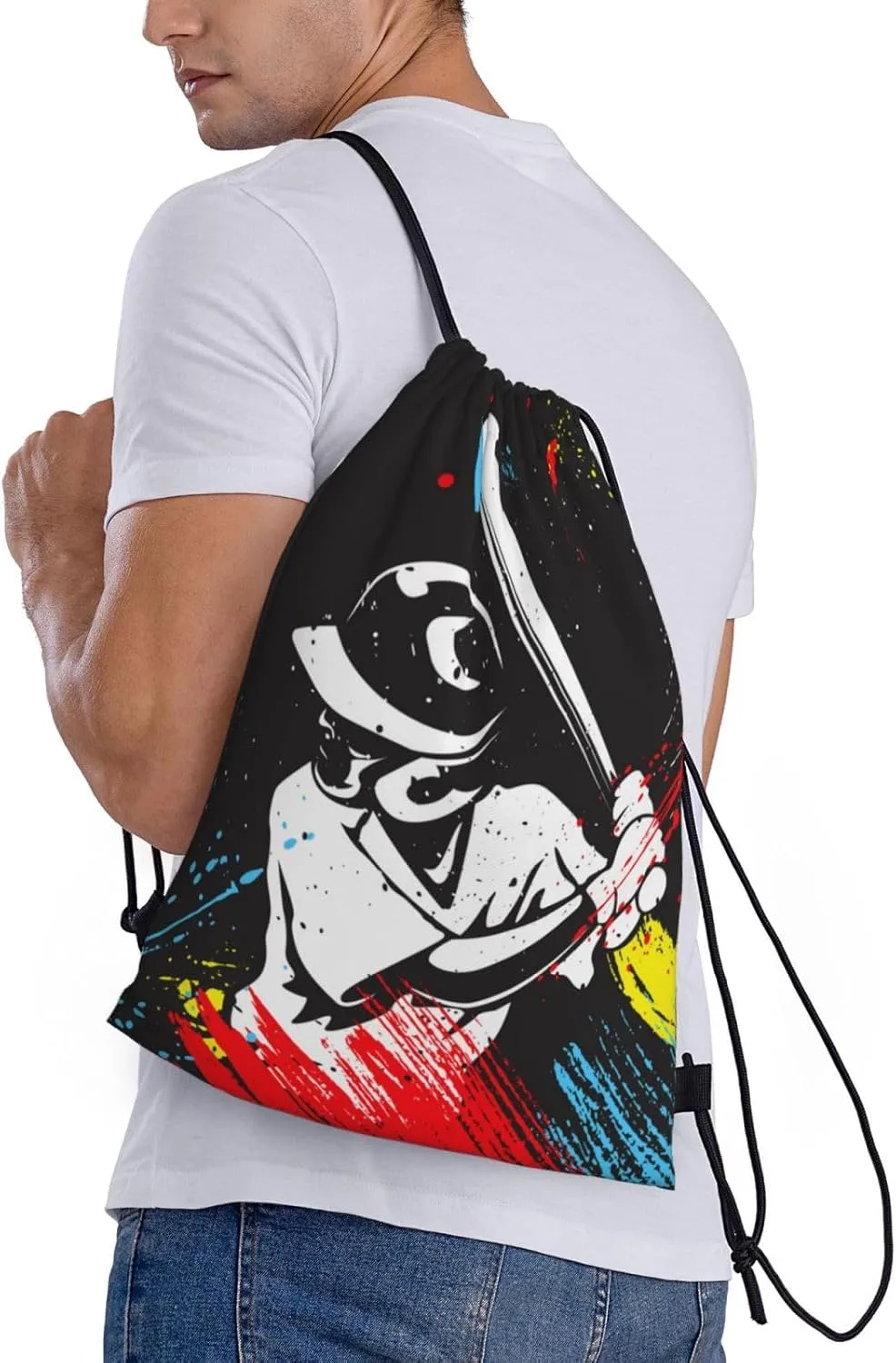 Kids Baseball-Themed Drawstring Bags for Boys Girls, Sports Drawstring Backpack Casual Knapsack for Teens Adults Women Men for Gym Beach Travel Swimming Yoga Camping, Small