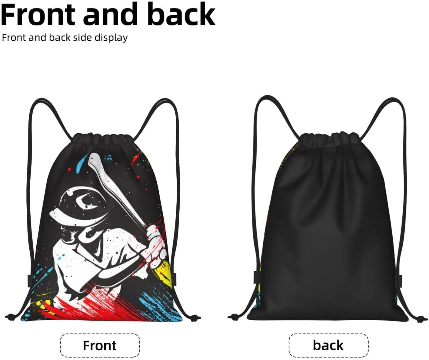 Kids Baseball-Themed Drawstring Bags for Boys Girls, Sports Drawstring Backpack Casual Knapsack for Teens Adults Women Men for Gym Beach Travel Swimming Yoga Camping, Small