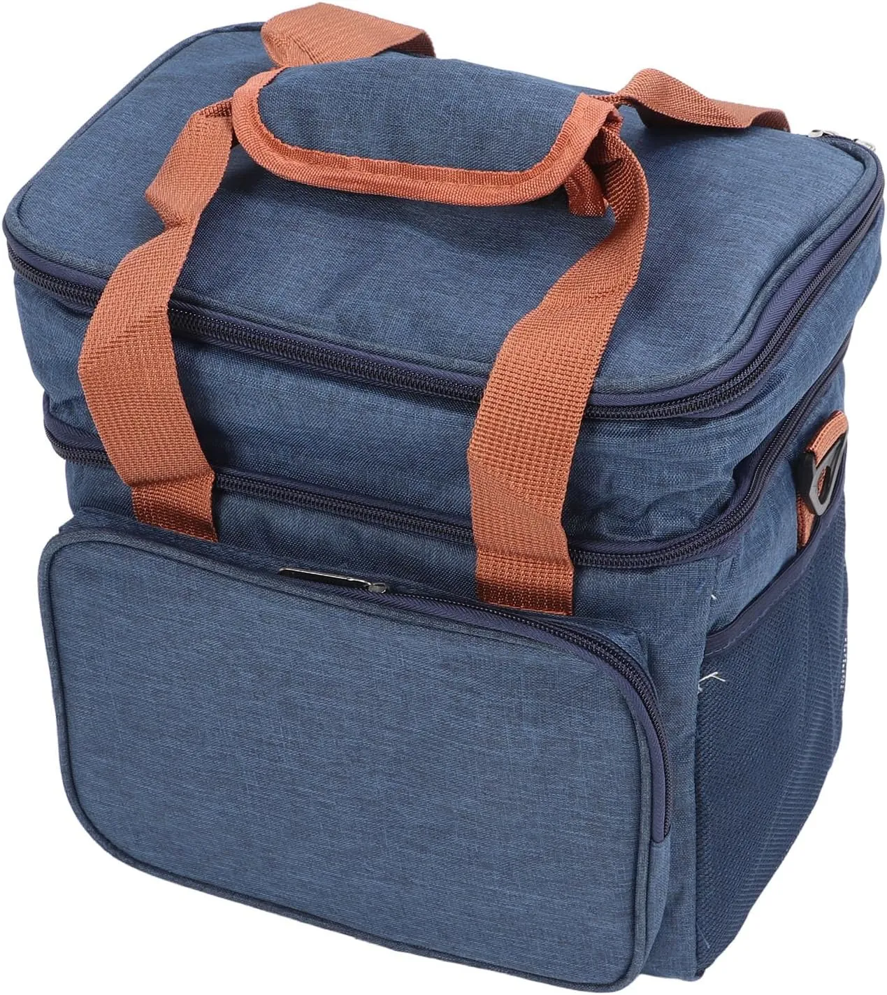 Lunch Box 2WAY Thermal Lunch Cooler Bag 2 Decks (Navy Blue)