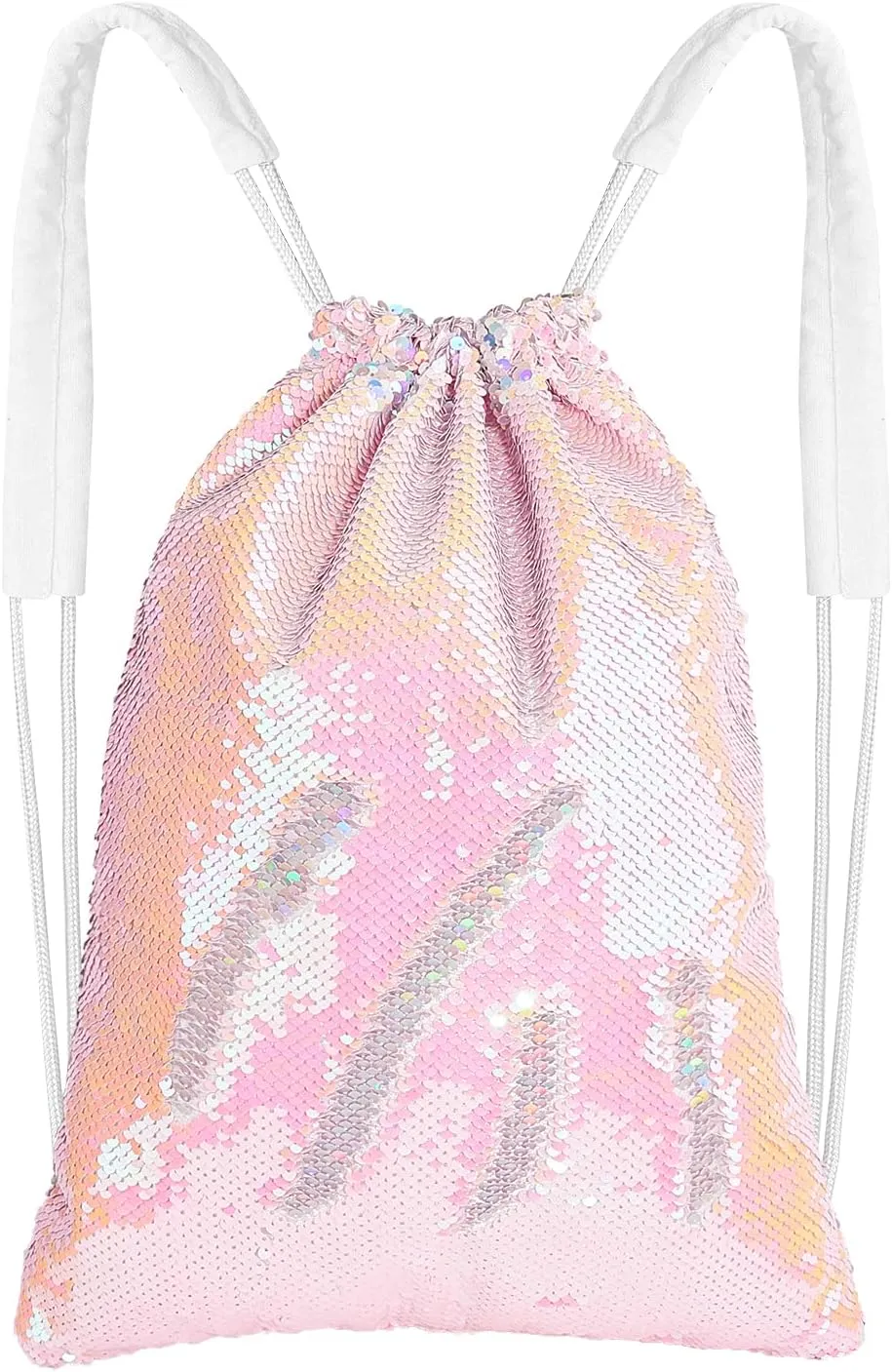 MHJY Sparkly Drawstring Backpack Mermaid Sequin Dance Bag Sports Gym Beach Swim Backpack Birthday Easter Gift Bag