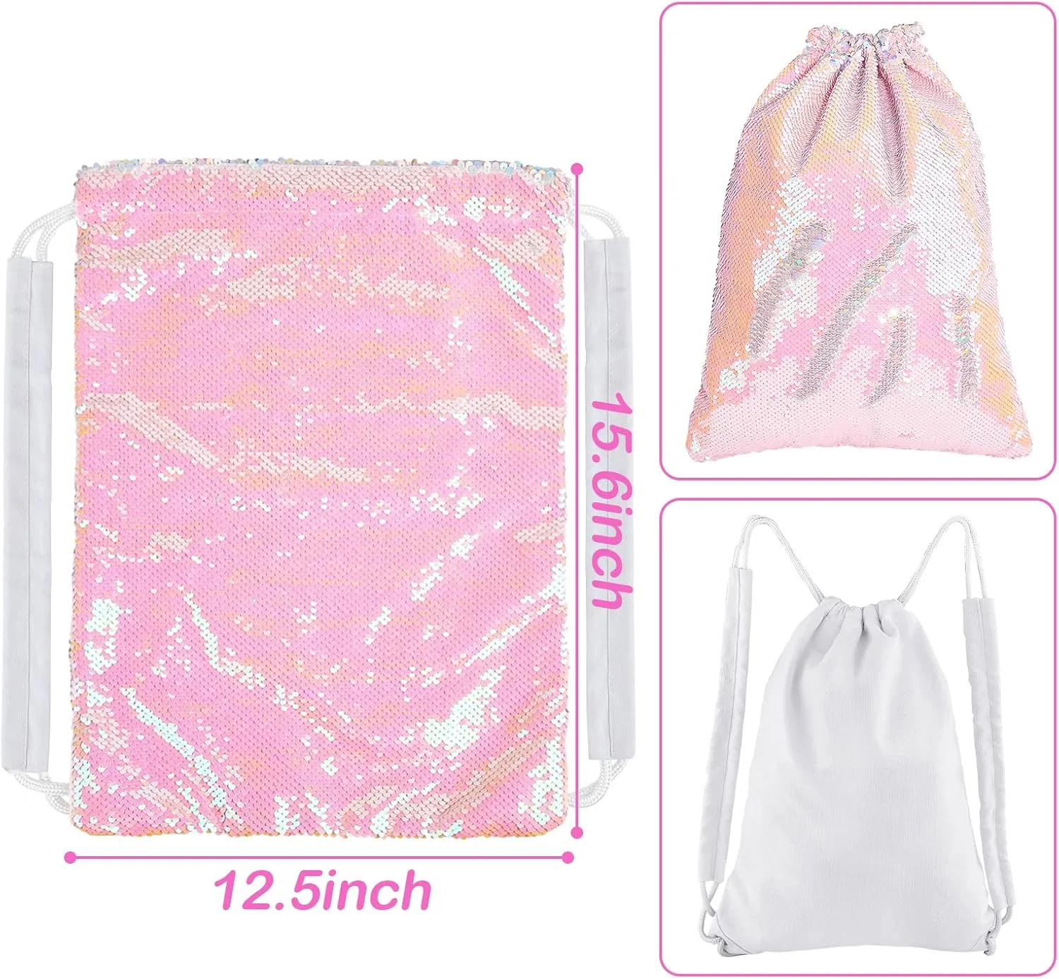 MHJY Sparkly Drawstring Backpack Mermaid Sequin Dance Bag Sports Gym Beach Swim Backpack Birthday Easter Gift Bag