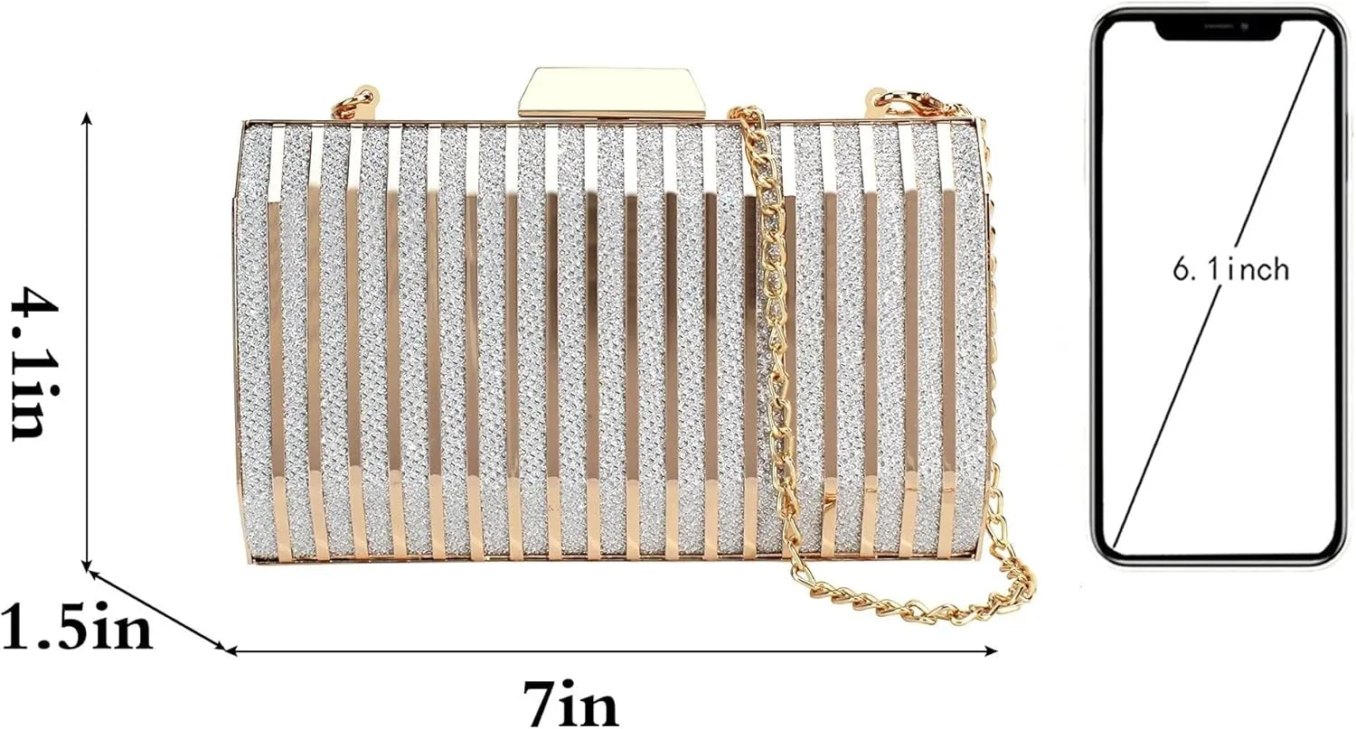 Mini Chain Shoulder Bags for Women Crossbody Bag Purse Women Metal Box Clutch Diamond Evening Handbag