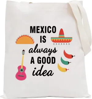 POFULL Mexico Bachelorette Party Gift Mexico Vacation Birthday Gift Mexico Is Always A Good Idea Zipper Makeup Bags Travel Toiletry Bag Accessories (Mexico Is Always A Good Idea Tote Bag)