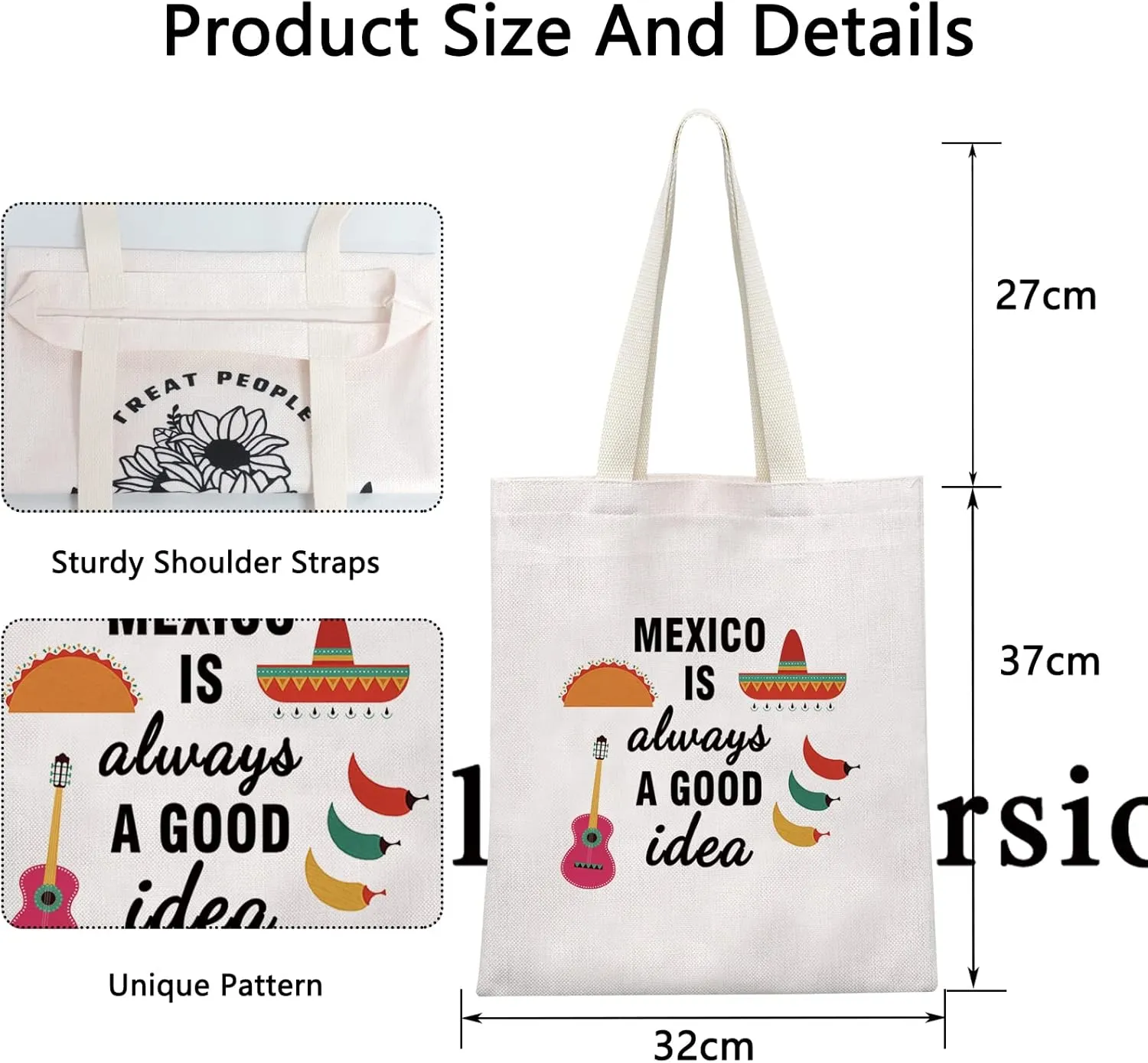 POFULL Mexico Bachelorette Party Gift Mexico Vacation Birthday Gift Mexico Is Always A Good Idea Zipper Makeup Bags Travel Toiletry Bag Accessories (Mexico Is Always A Good Idea Tote Bag)