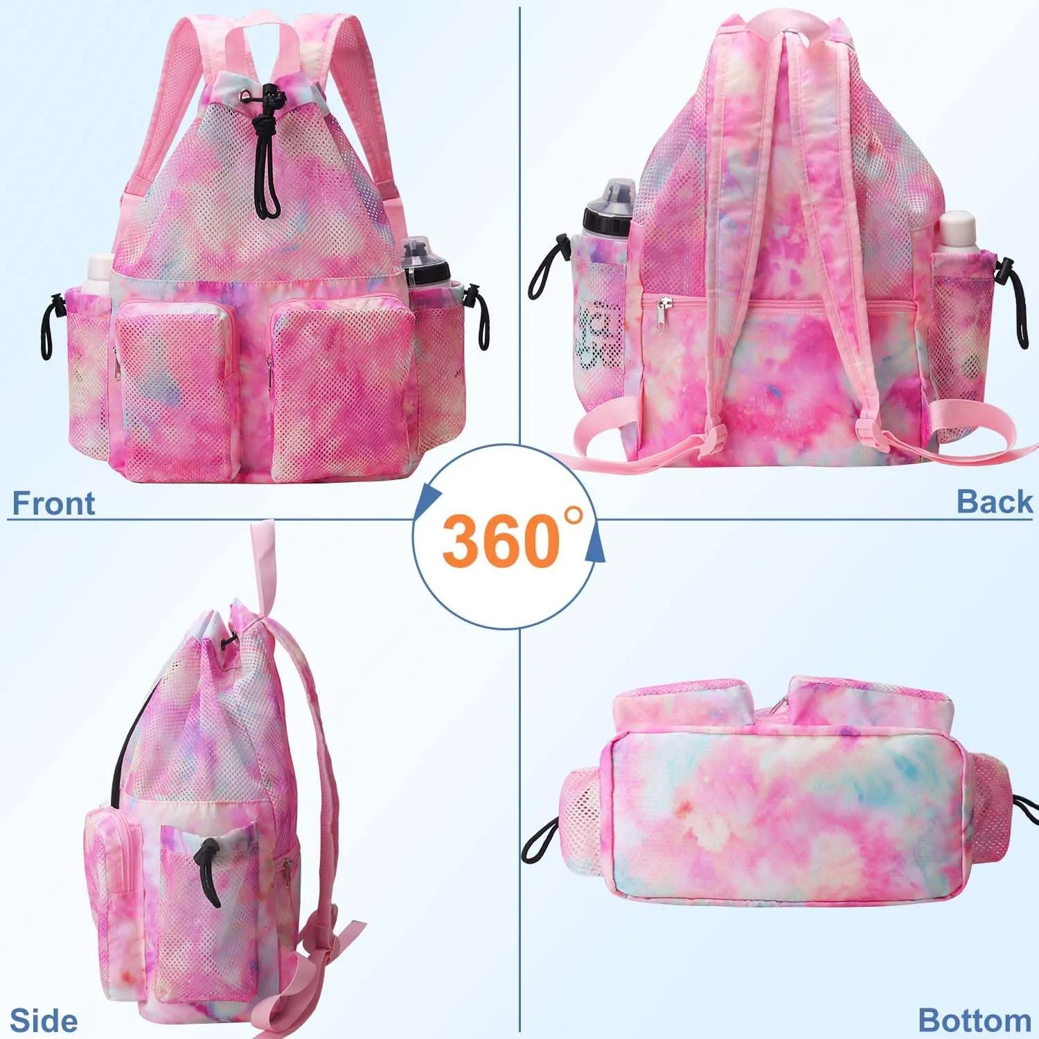 RHCPFOVR Mesh Swim Bags for Swimmers - Drawstring Backpack for Women Men Girls Swim Team Gear Swimming Beach Gym Bag Sports Pool