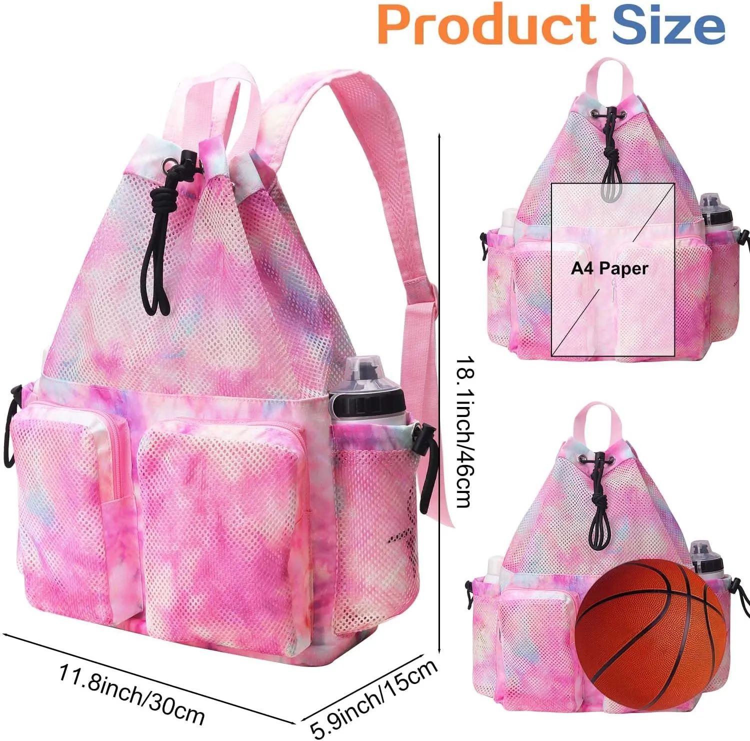 RHCPFOVR Mesh Swim Bags for Swimmers - Drawstring Backpack for Women Men Girls Swim Team Gear Swimming Beach Gym Bag Sports Pool