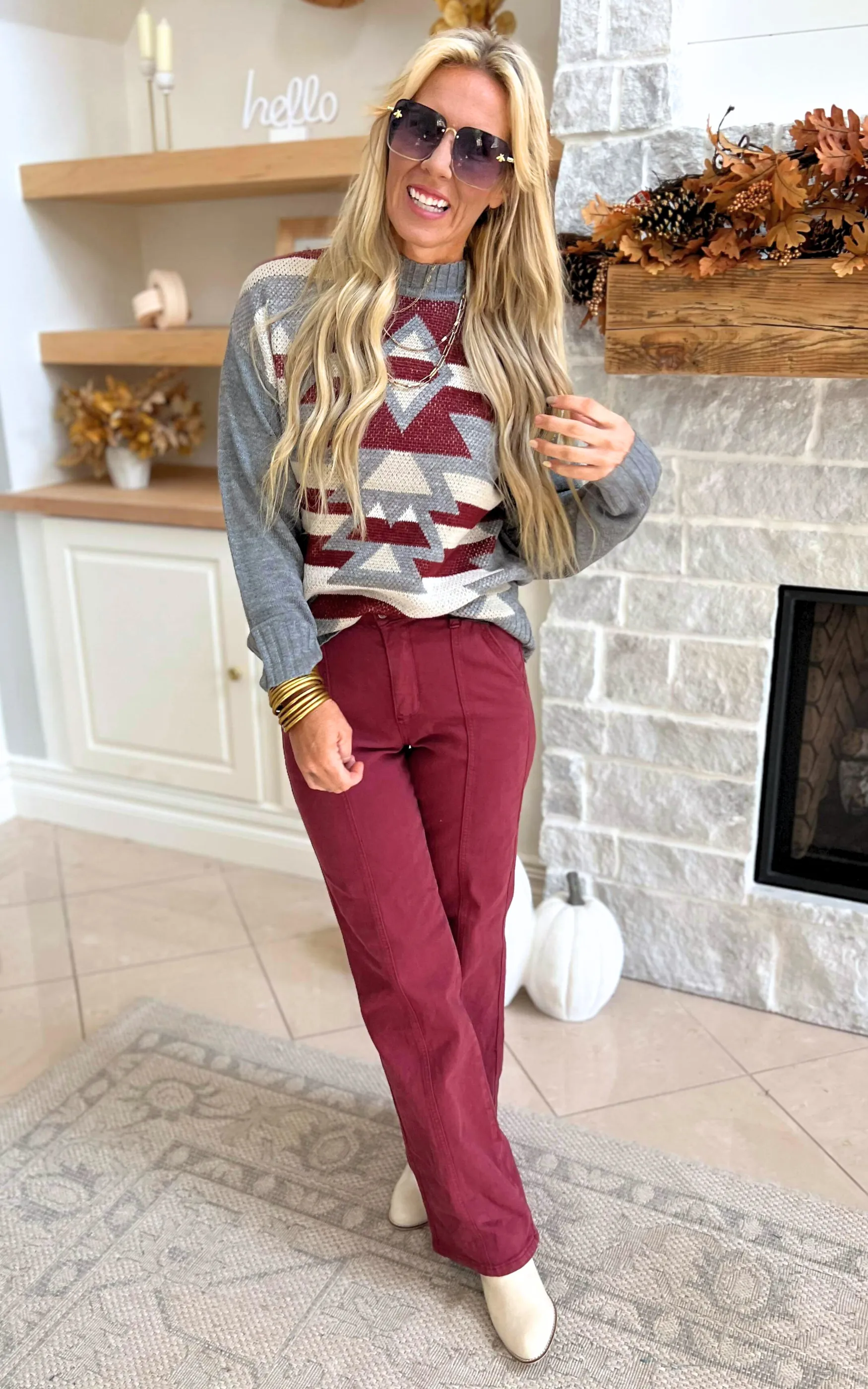 Rustic Charcoal Aztec Sweater