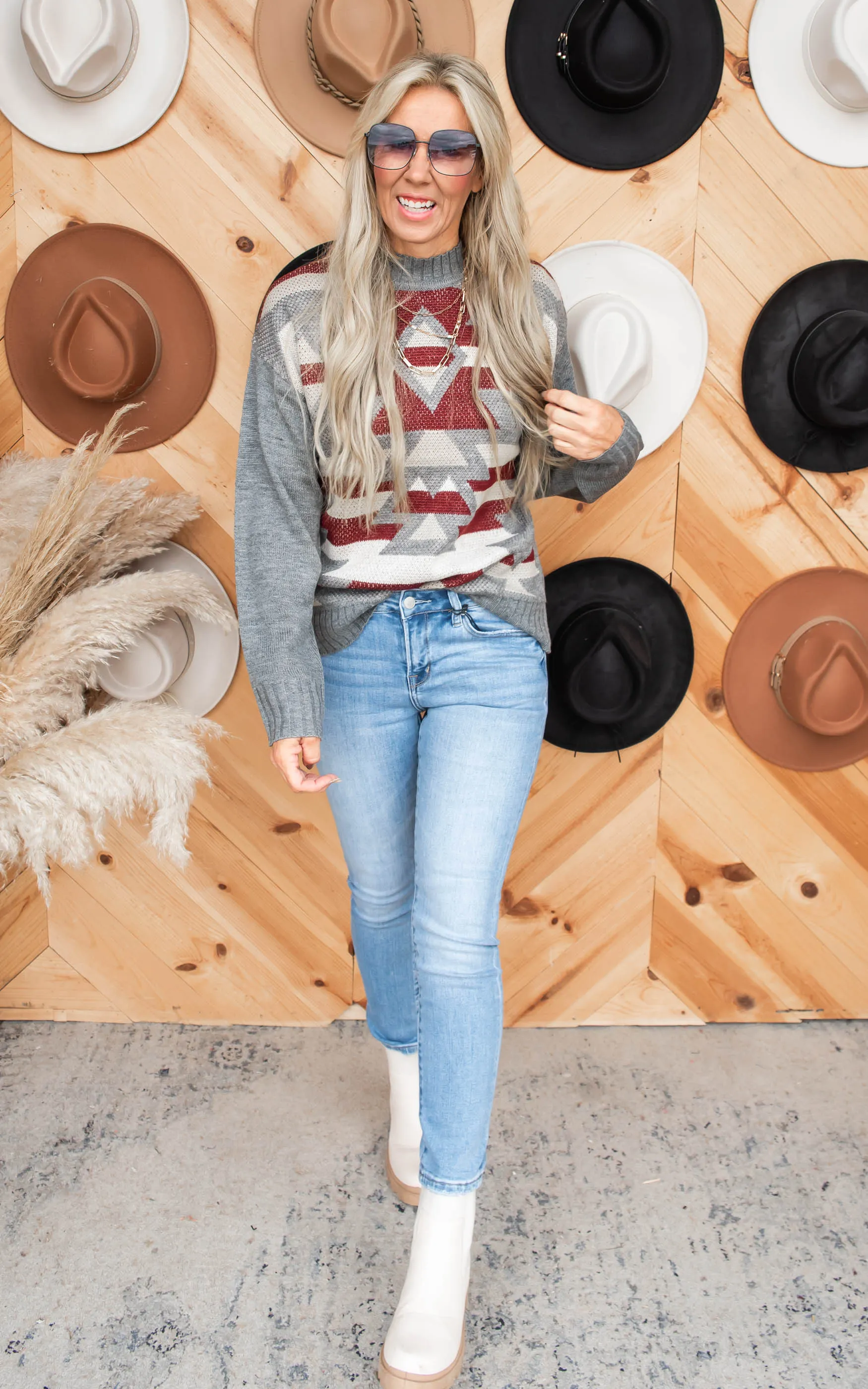 Rustic Charcoal Aztec Sweater