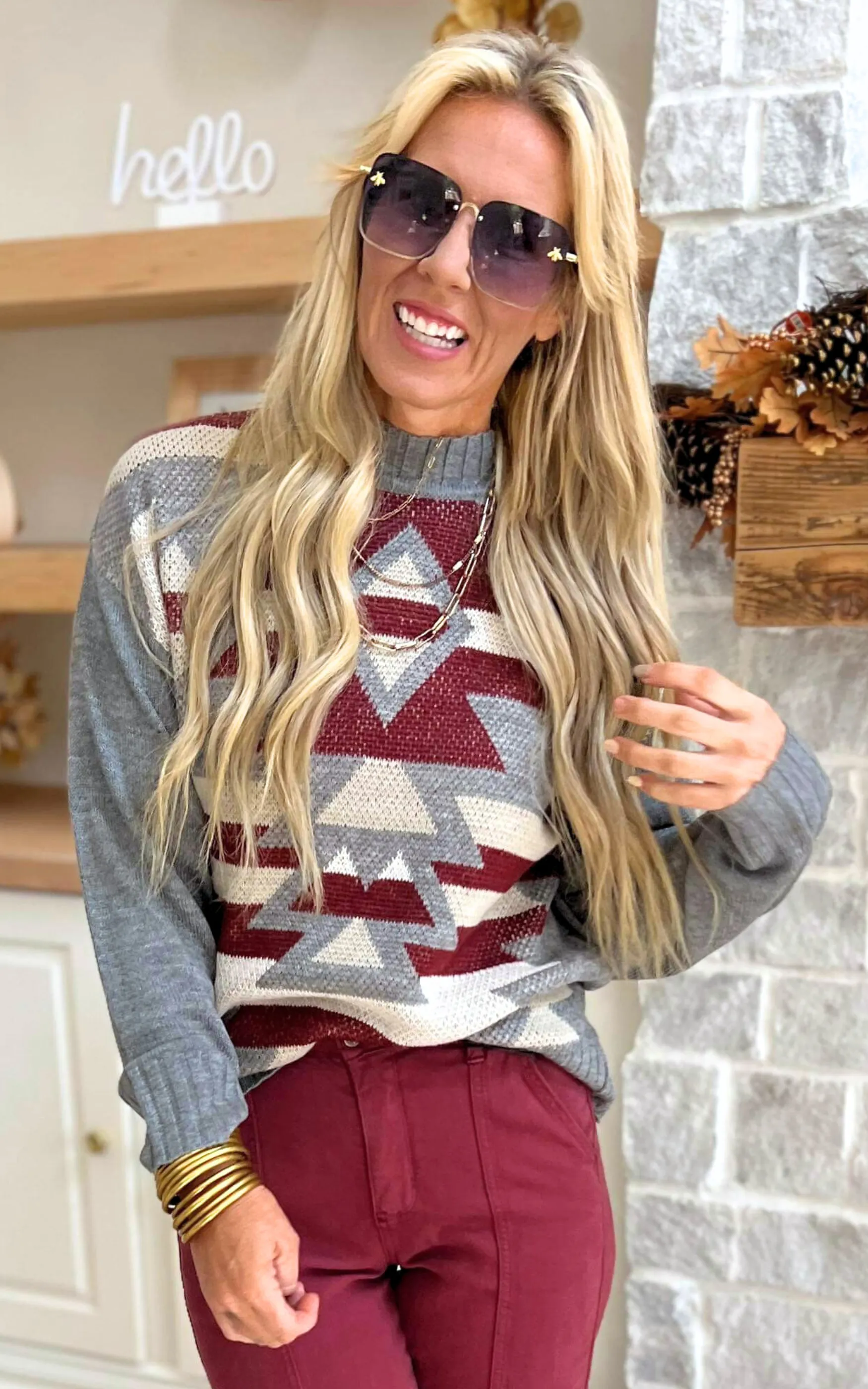 Rustic Charcoal Aztec Sweater