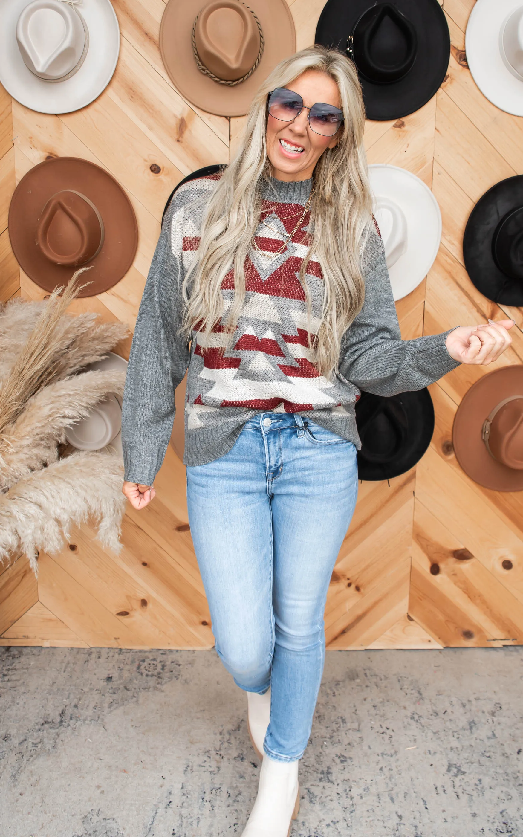 Rustic Charcoal Aztec Sweater