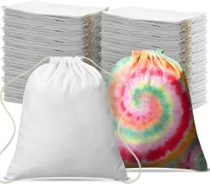 Saintrygo 48 Pcs Tie Dye Bags Cotton Drawstring Bags Sublimation Blank Backpack Drawstring Tote Items to Tie Dye