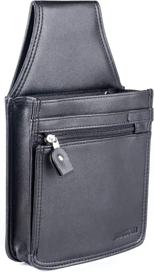 Server Side Pouch - Faux Leather Utility Apron Belt for Cash & Coins - Waitress or Waiter Bag for Money and Organizer - Black