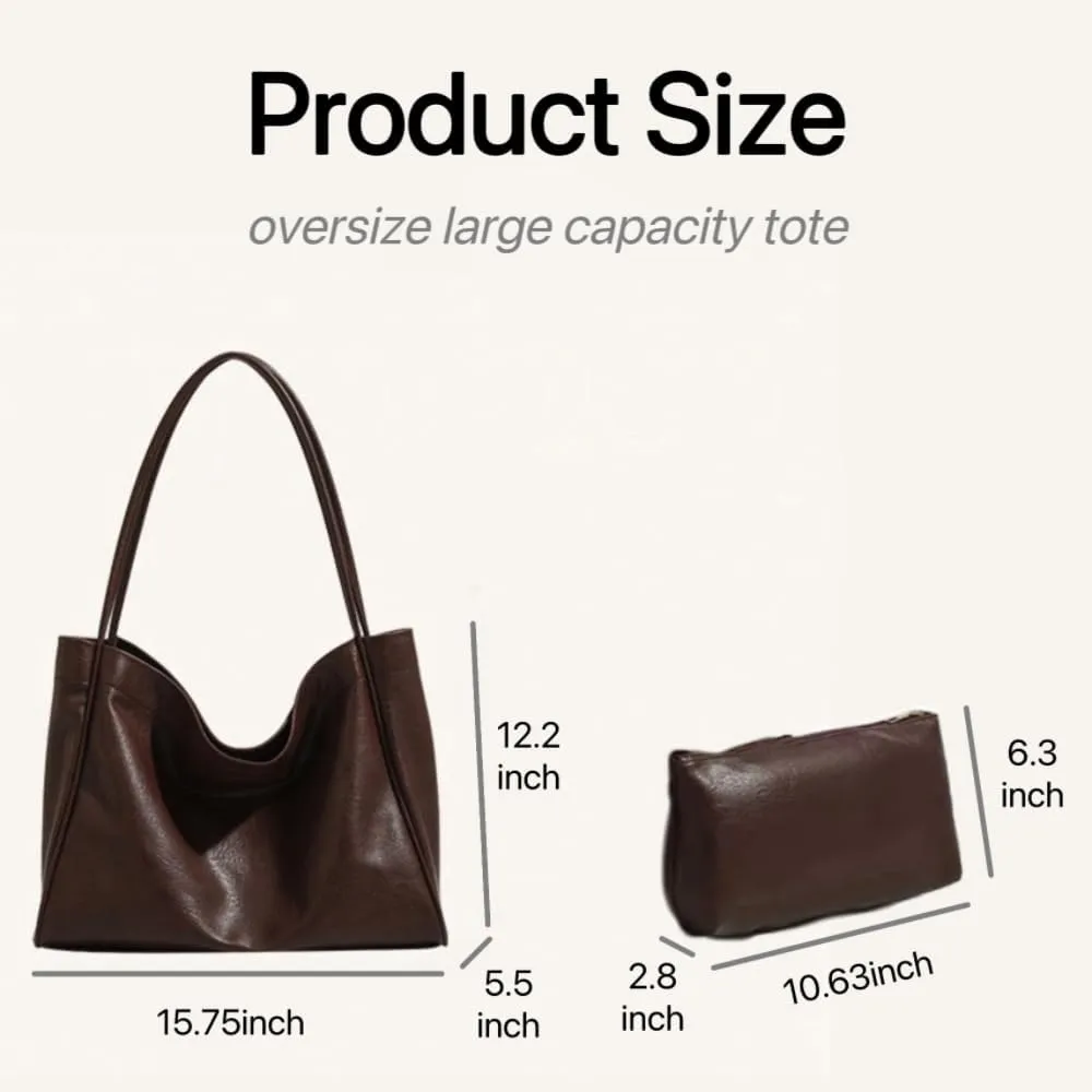 Shoulder Bags for Women Large PU Leather Tote Work Bag Hobo Handbag For Women Travel Purse