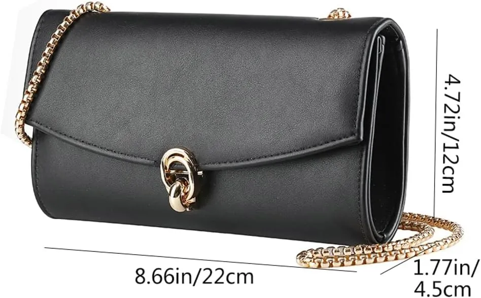 Solyinne Leather Envelope Evening Bag for Woman Chain Crossbody Bags Purses Wedding Prom Purse Formal Cocktail Party Handbag