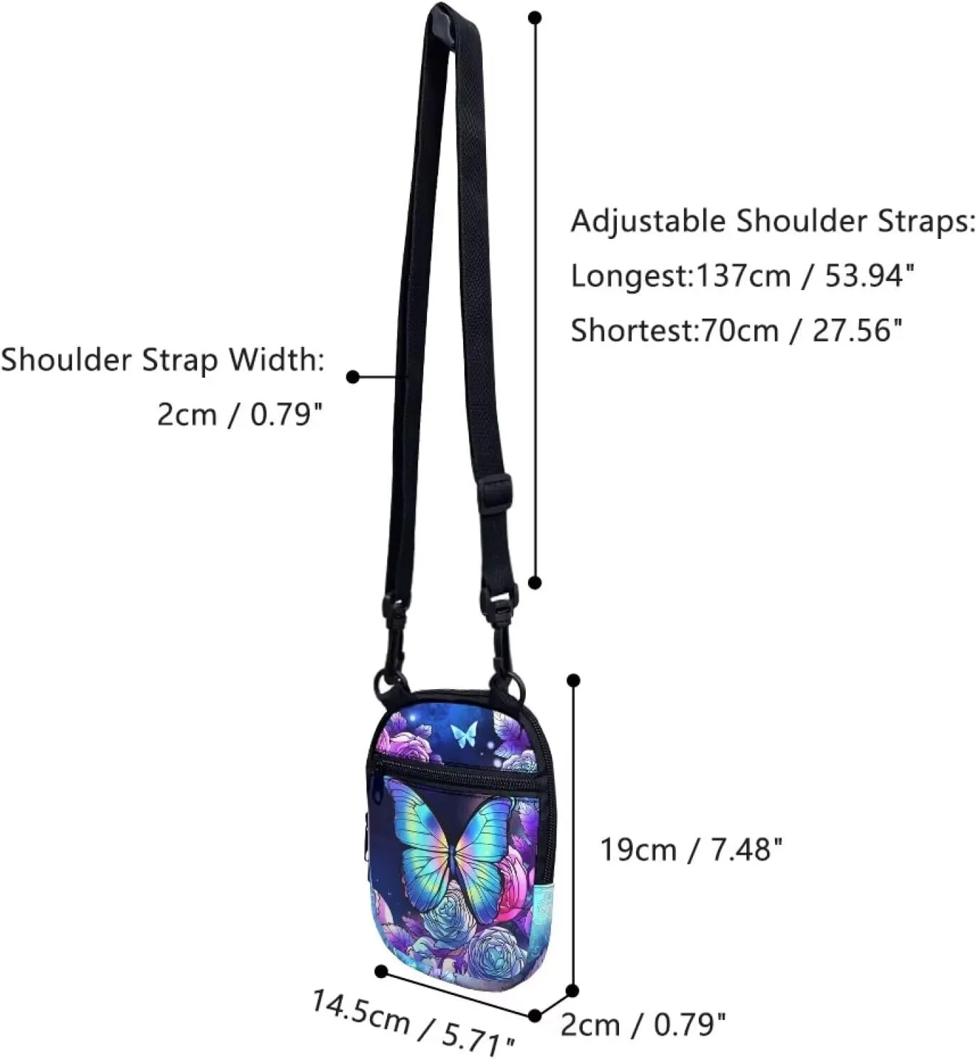 Suobstales Messenger Bag for Women Crossbody Zipper Bag with Adjustable Strap Portable Phone Purse Shoulder Handbag