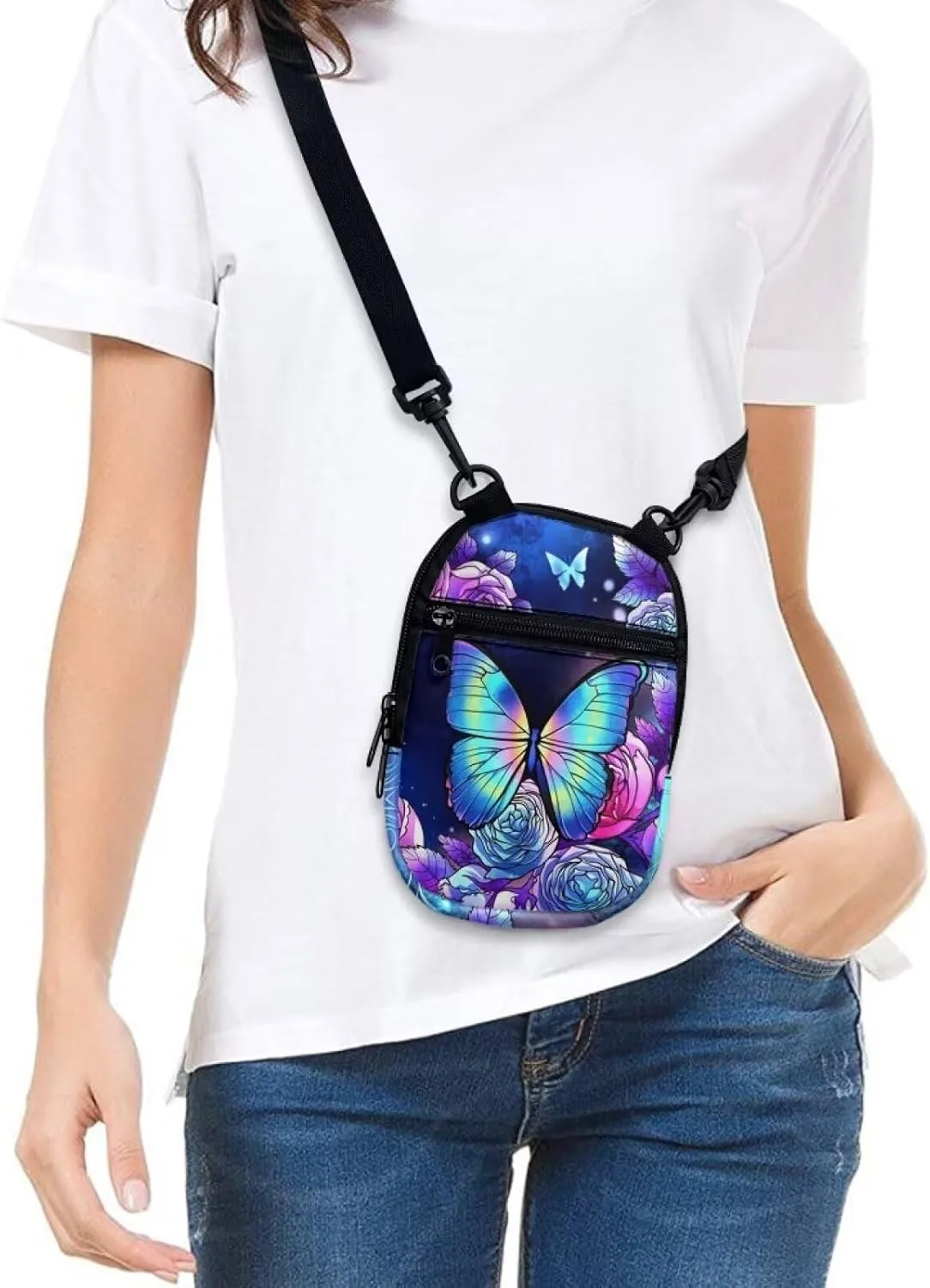 Suobstales Messenger Bag for Women Crossbody Zipper Bag with Adjustable Strap Portable Phone Purse Shoulder Handbag