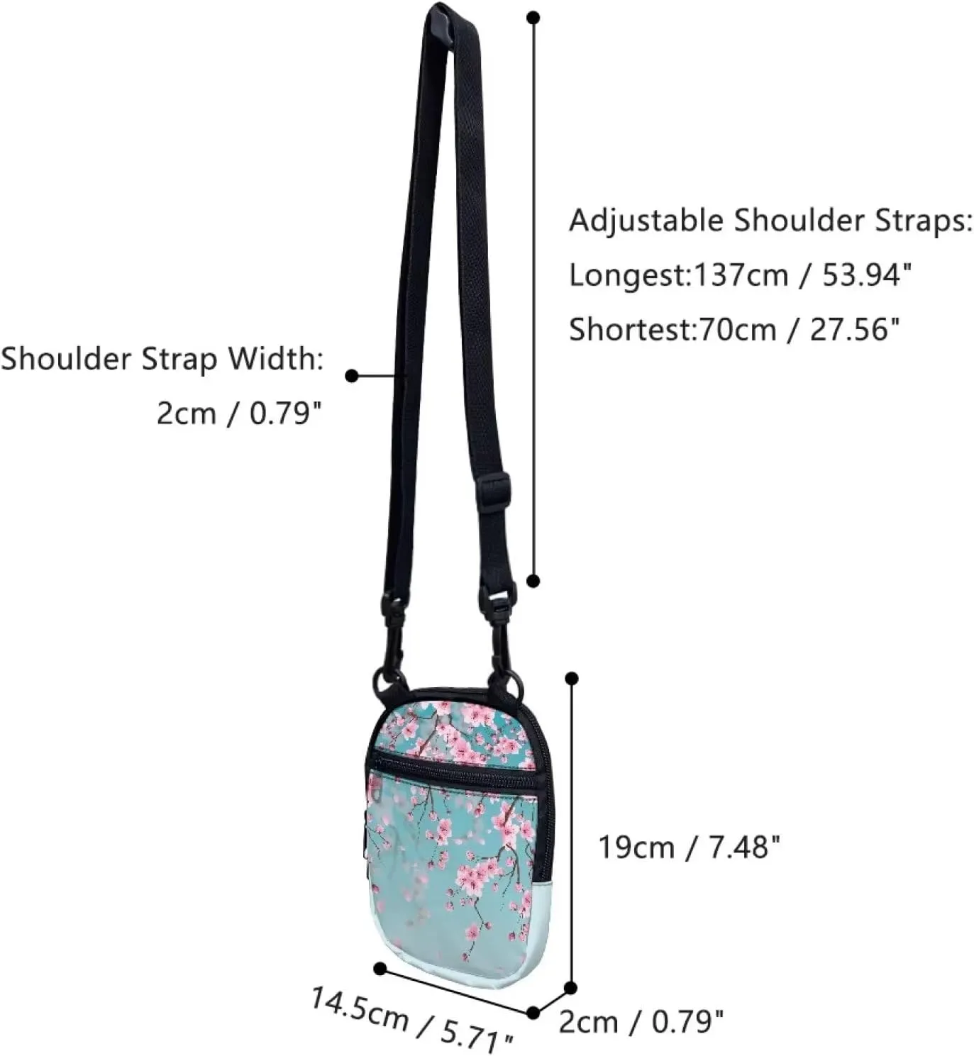 Suobstales Messenger Bag for Women Crossbody Zipper Bag with Adjustable Strap Portable Phone Purse Shoulder Handbag
