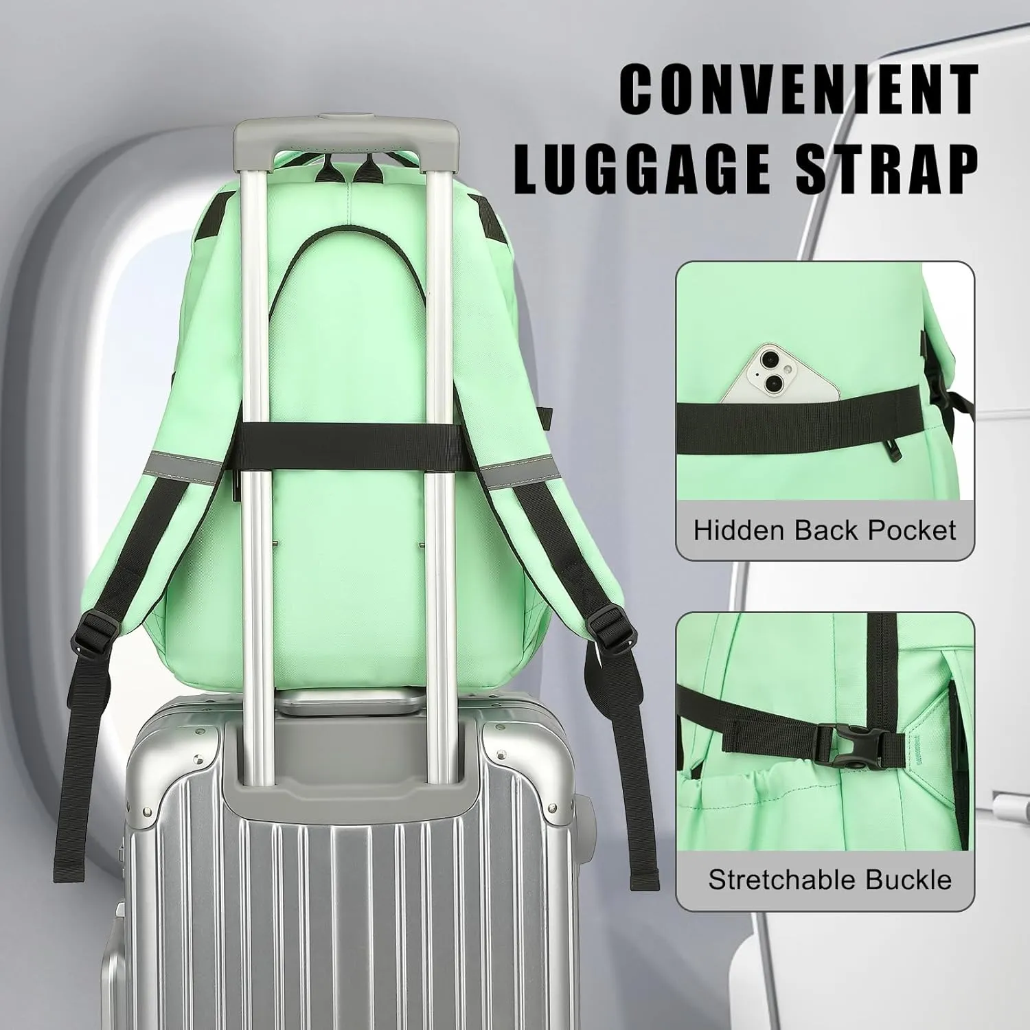 Travel Laptop Backpack for Women Men, 15.6 Inch Work Business College Backpacks School Bookbag Casual Daypack (Green)