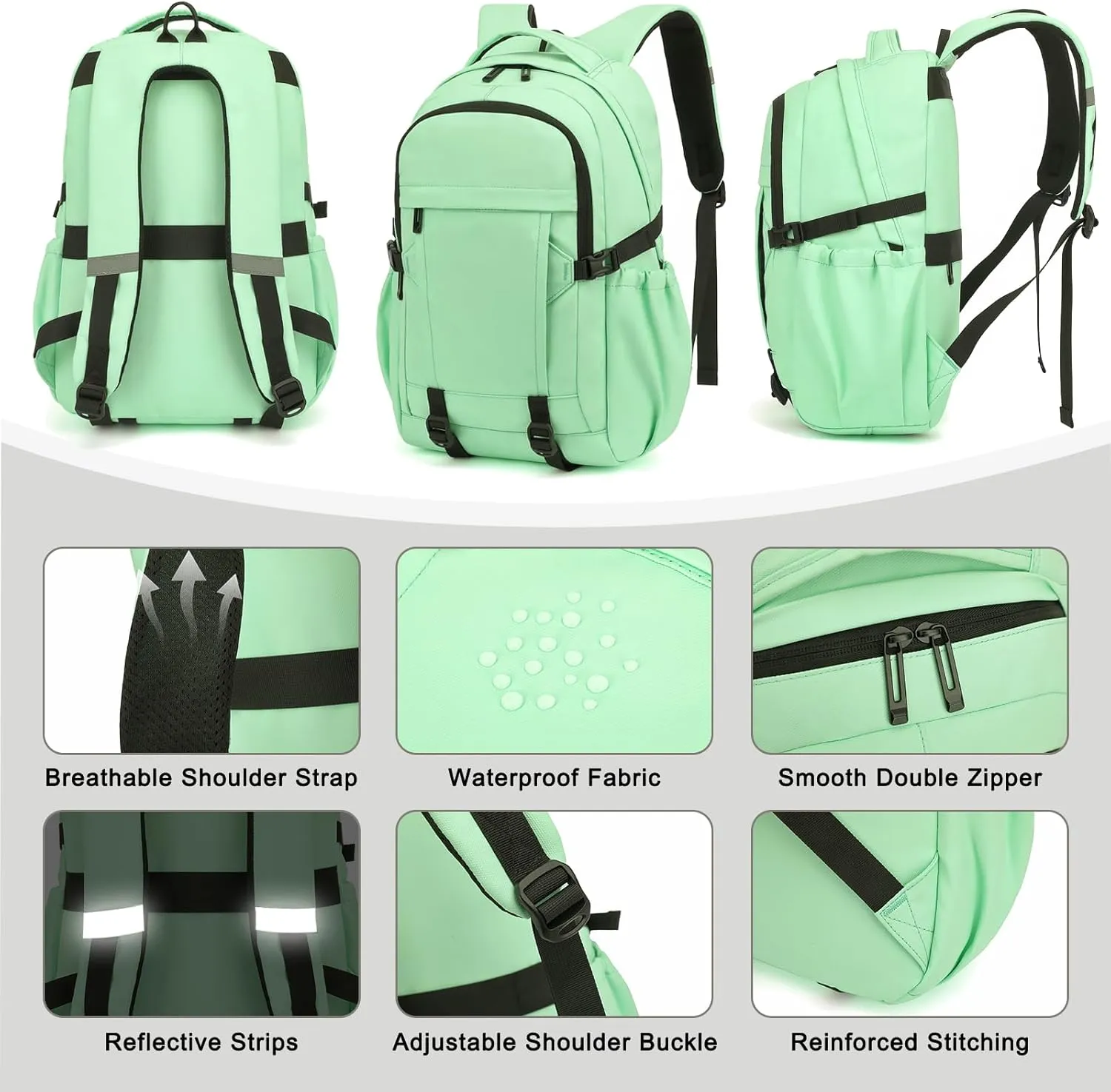 Travel Laptop Backpack for Women Men, 15.6 Inch Work Business College Backpacks School Bookbag Casual Daypack (Green)