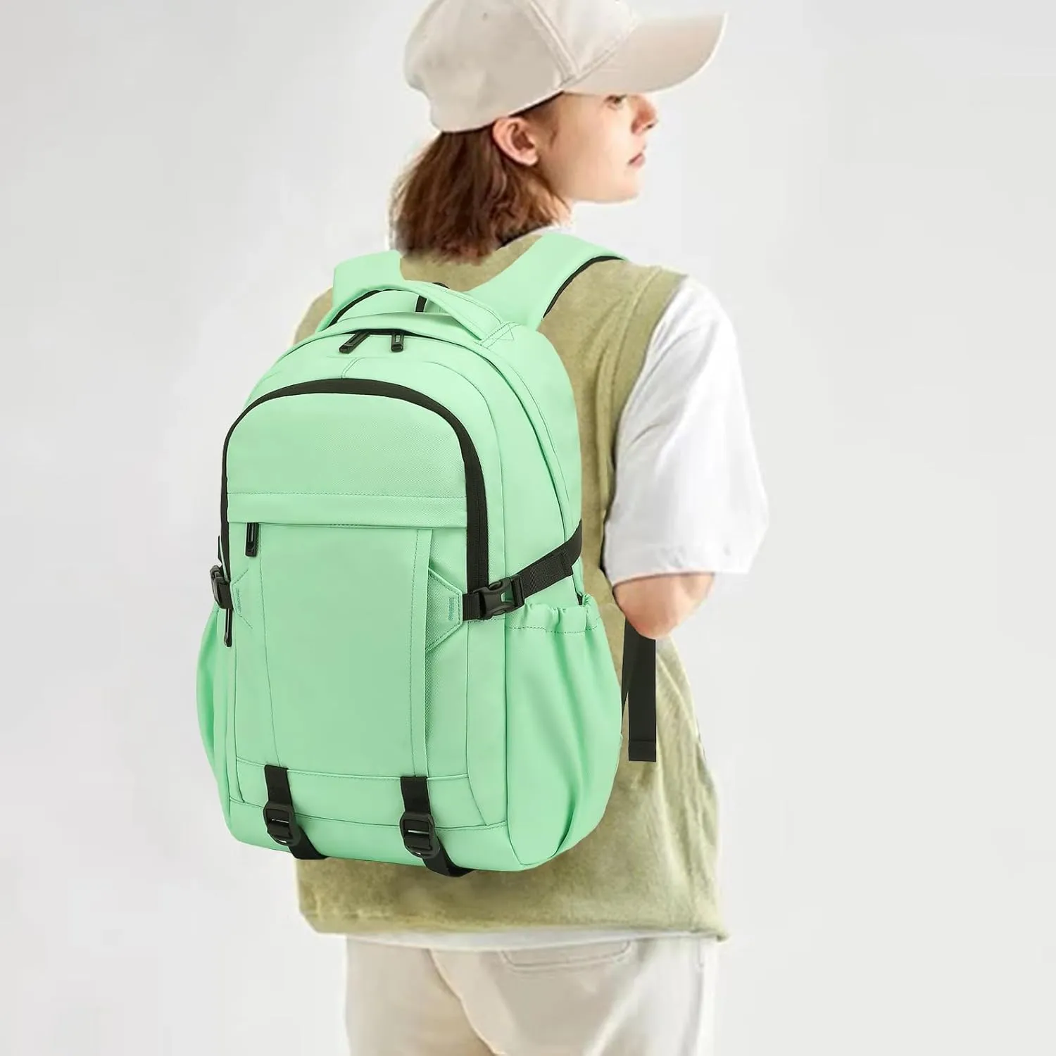 Travel Laptop Backpack for Women Men, 15.6 Inch Work Business College Backpacks School Bookbag Casual Daypack (Green)