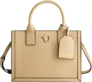True Religion Tote, Women's Medium Travel Bag with Adjustable Strap and Horseshoe Logo, Camel