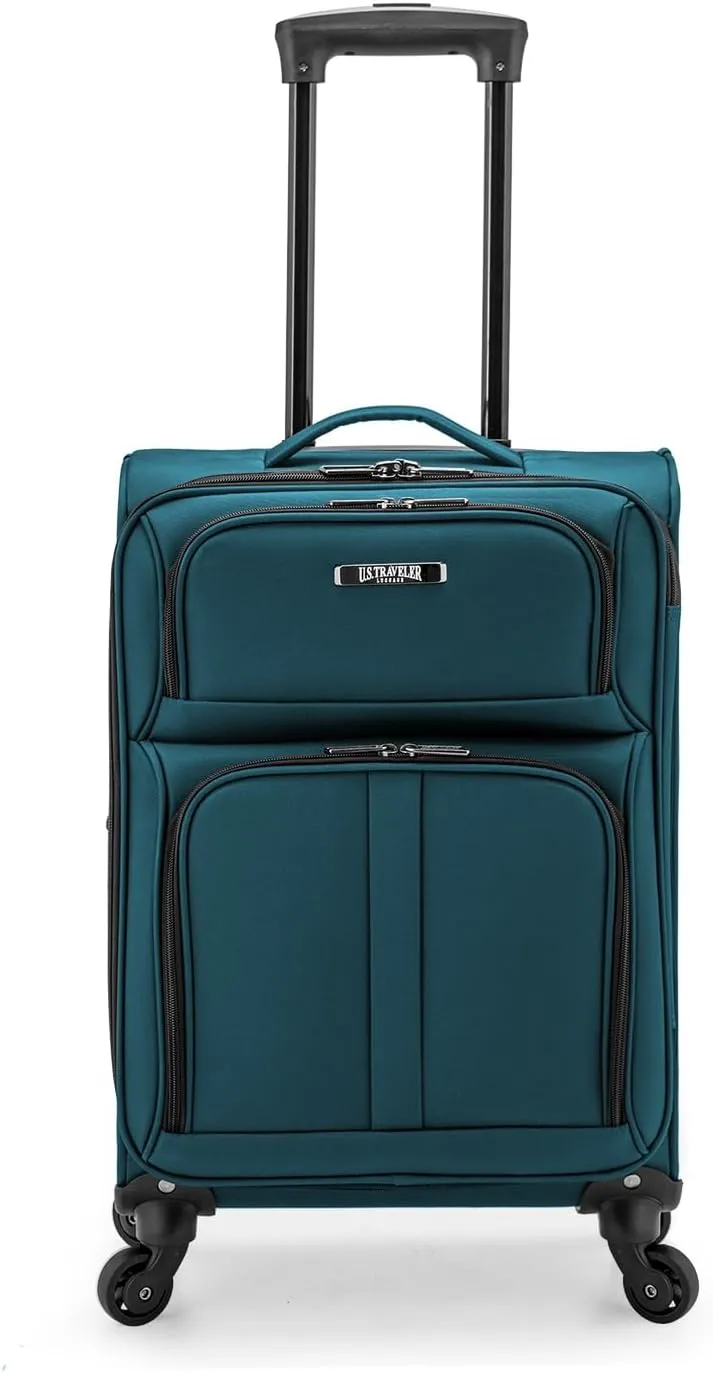 U.S. Traveler Anzio Softside Expandable Spinner Luggage, Teal, Carry-on 22-Inch