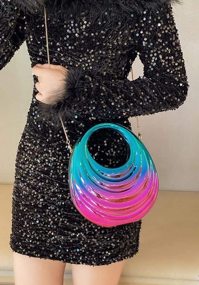 Vintage Thread Acrylic Evening Clutch Purse for Women Top Handle Moon Metallic Handbags for Wedding Cocktail Party 2025