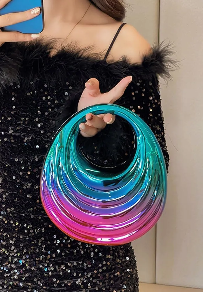 Vintage Thread Acrylic Evening Clutch Purse for Women Top Handle Moon Metallic Handbags for Wedding Cocktail Party 2025