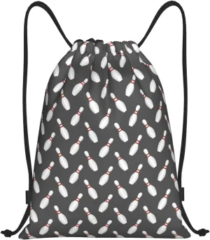 VOSERY Drawstring Backpacks, Bowling Pins Draw String Back Bags for Men Women Gym Sports Swimming Travel