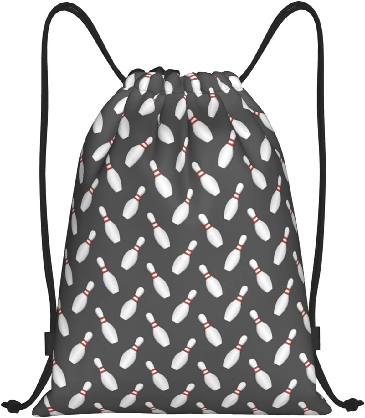 VOSERY Drawstring Backpacks, Bowling Pins Draw String Back Bags for Men Women Gym Sports Swimming Travel