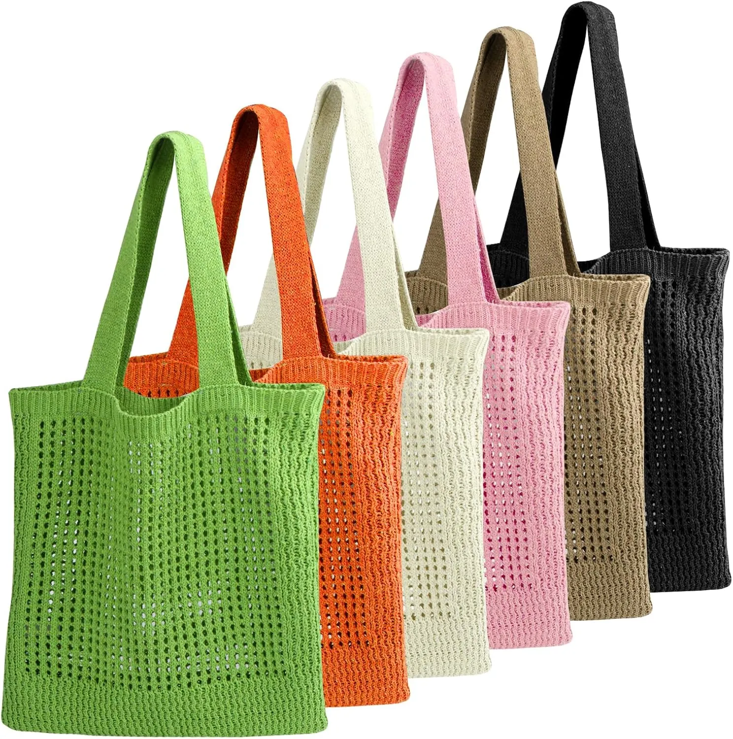 WantGor Crochet Bags, Beach Mesh Tote Bag Womens Shoulder Shopping Handbag Casual Travel Totes Bag Foldable Hobo Bags