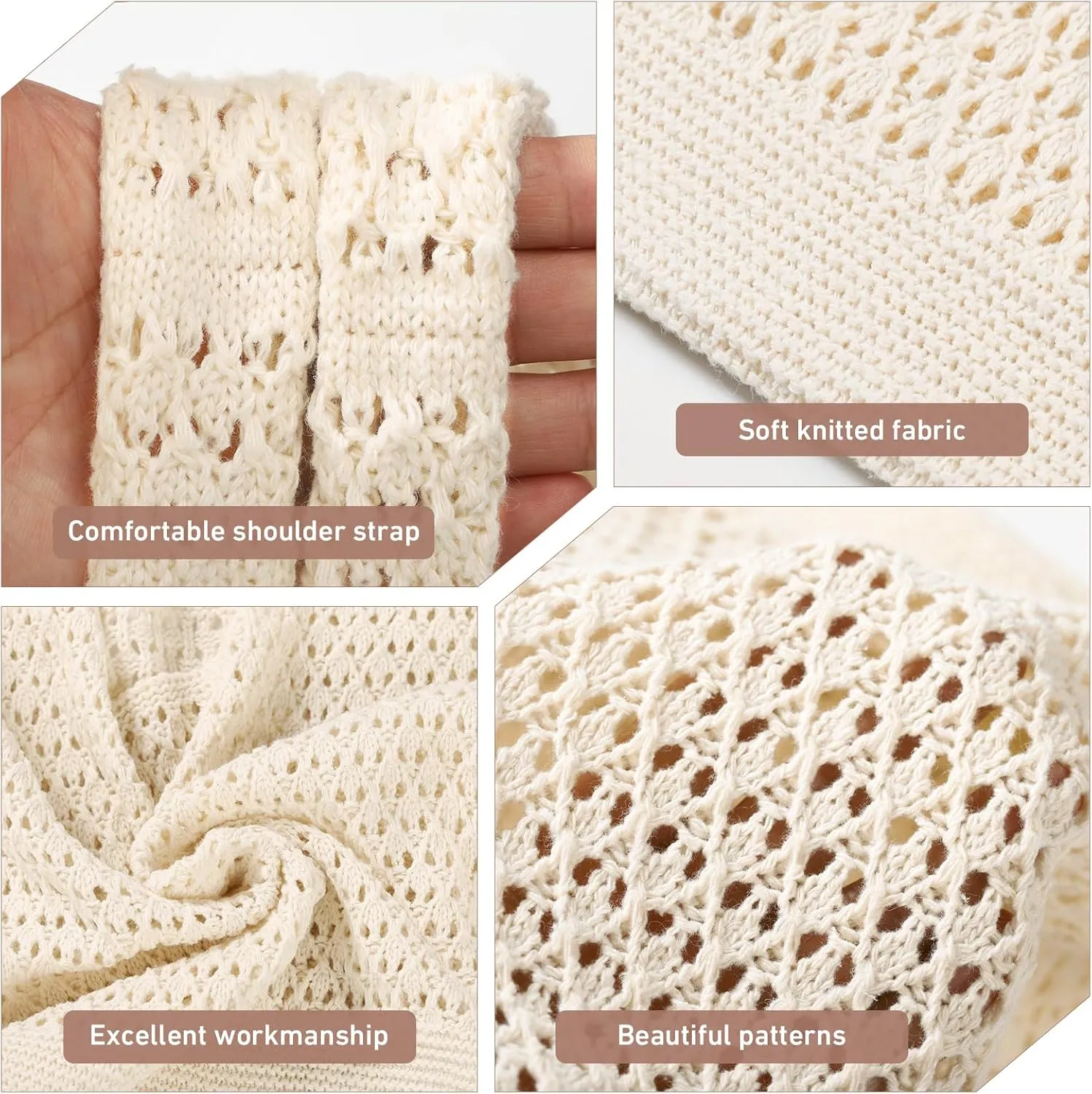 WantGor Crochet Bags, Beach Mesh Tote Bag Womens Shoulder Shopping Handbag Casual Travel Totes Bag Foldable Hobo Bags